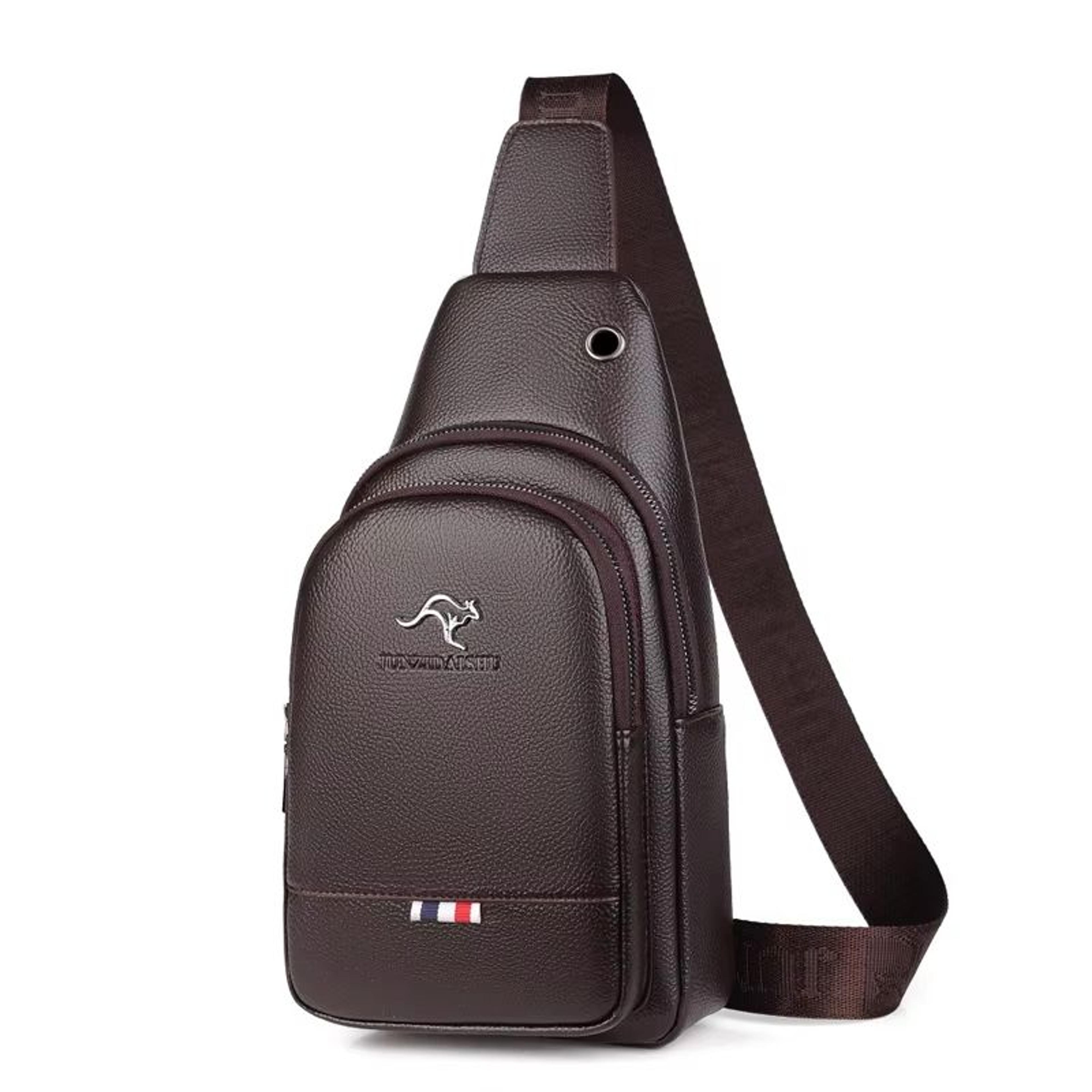 Mens Chest Pack Crossbody Bag  Luxury PU Leather Shoulder Bag For Everyday Use 8