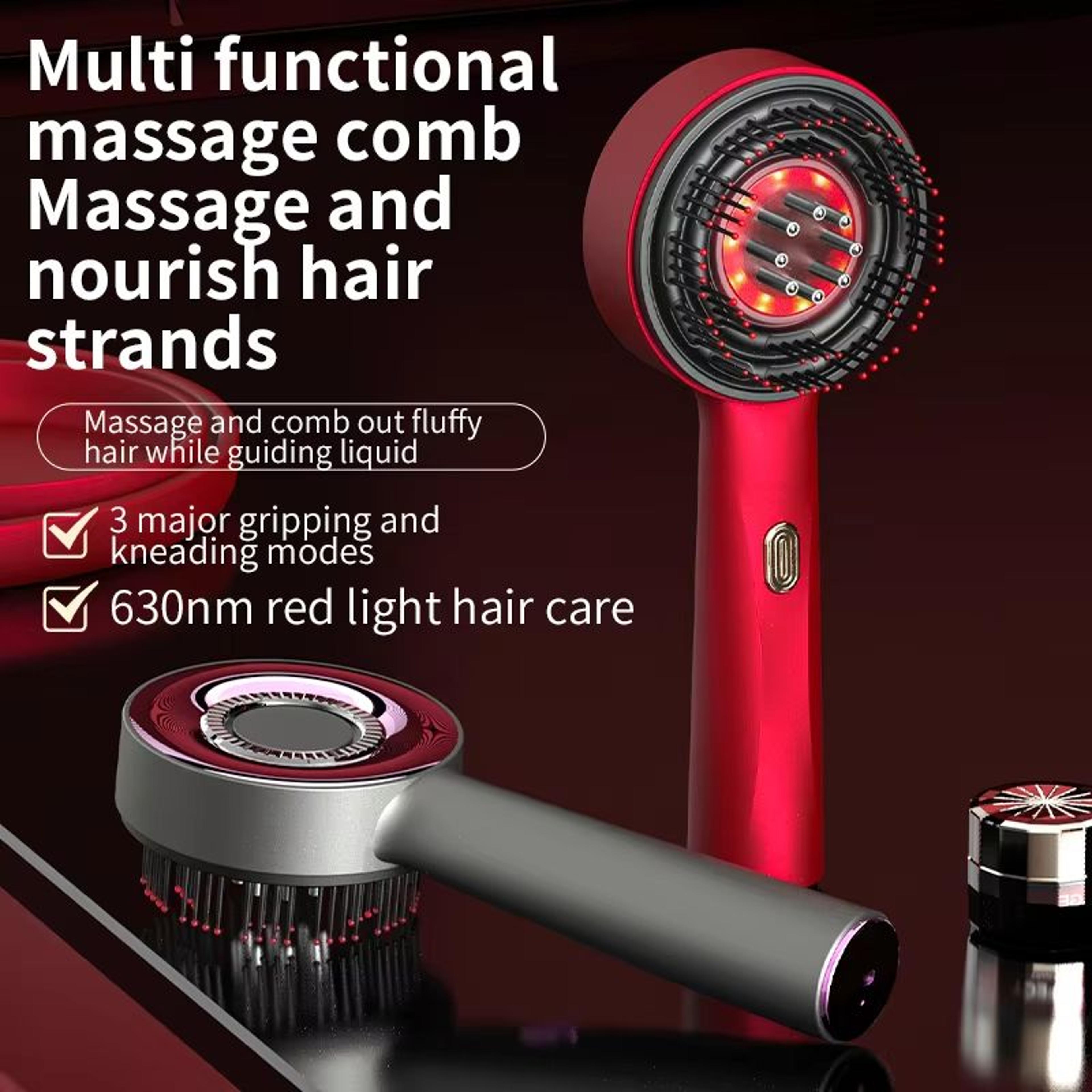electric scalp massage comb with red light therapy for hair growth and anti-hair loss