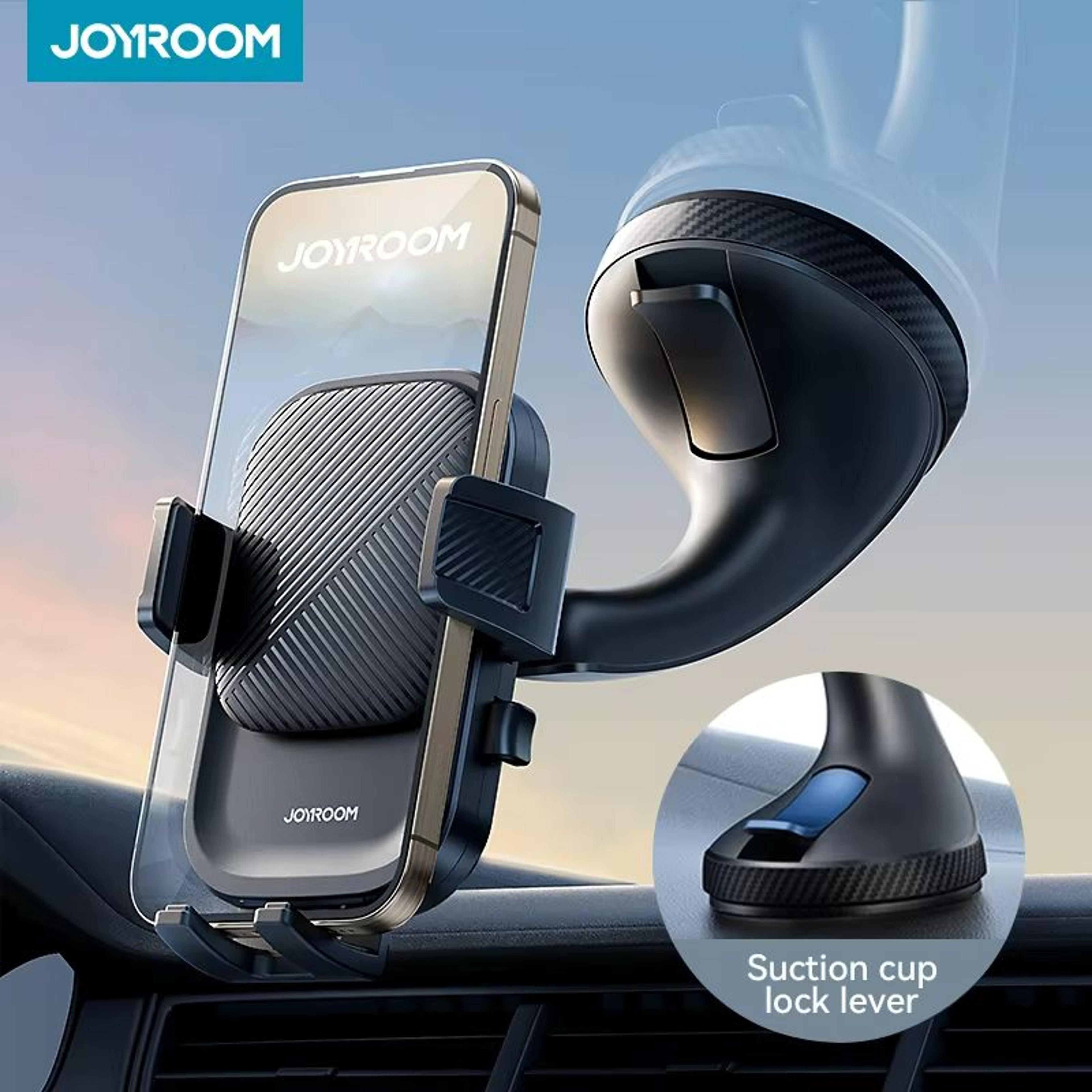 joyroom car phone holder mount – strong suction hands-free cell phone mount for dashboard & windshield