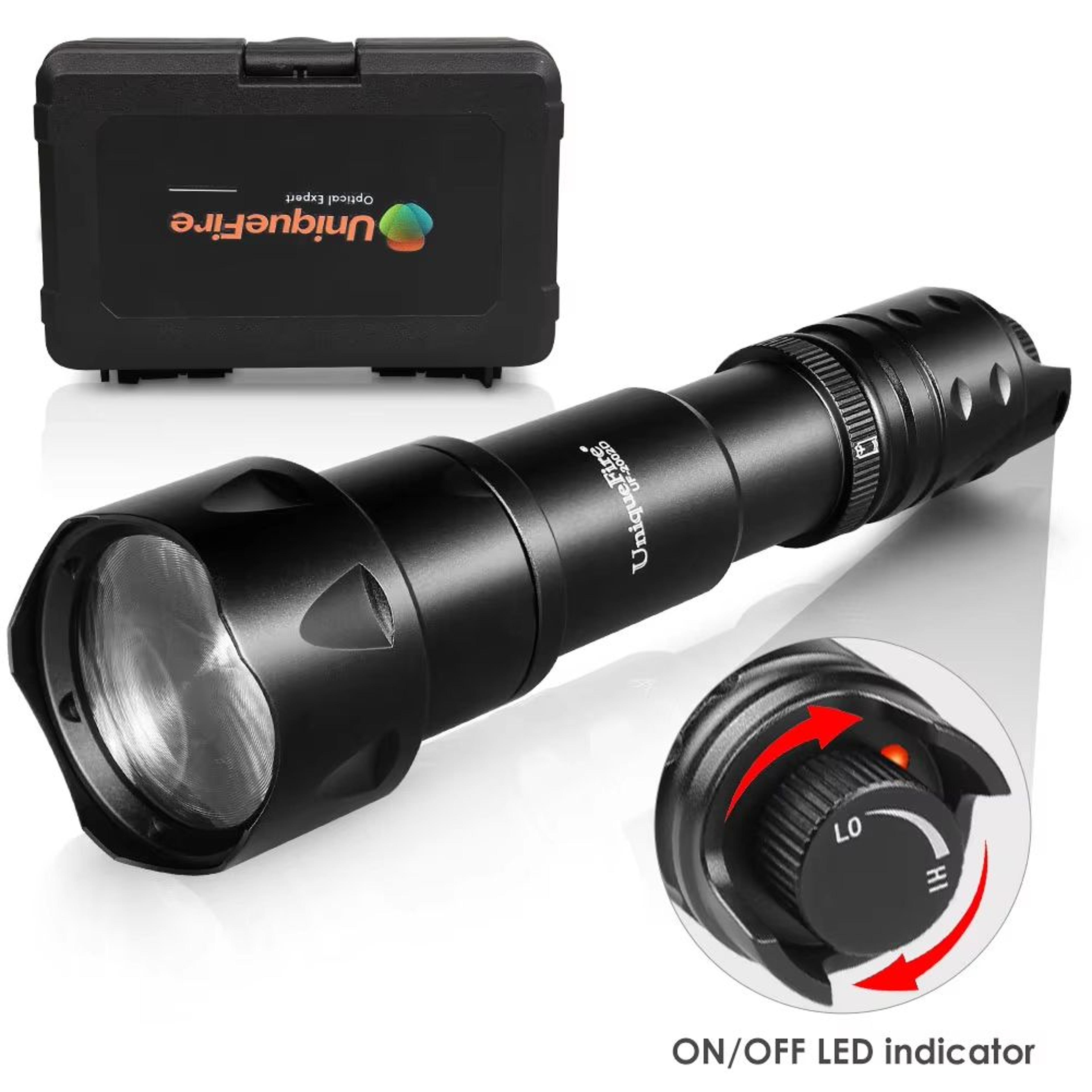 uniquefire 2002d night vision hunting flashlight – 940nm/850nm vcsel led zoom torch with fresnel lens, 1000m long-range