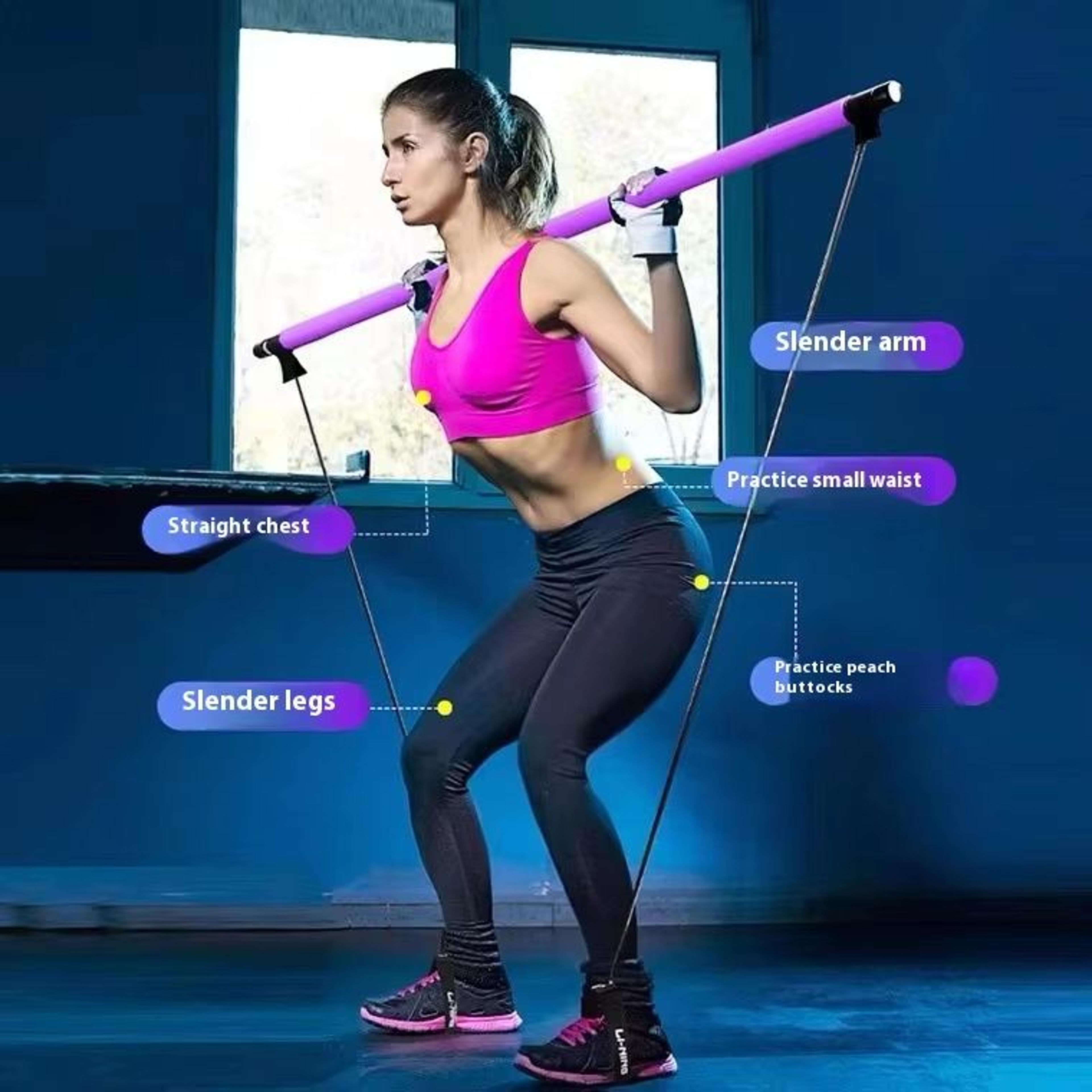 Adjustable Pilates Stick  Portable Fitness Bar With Resistance Bands For Home Workouts Yoga  FullBo 1