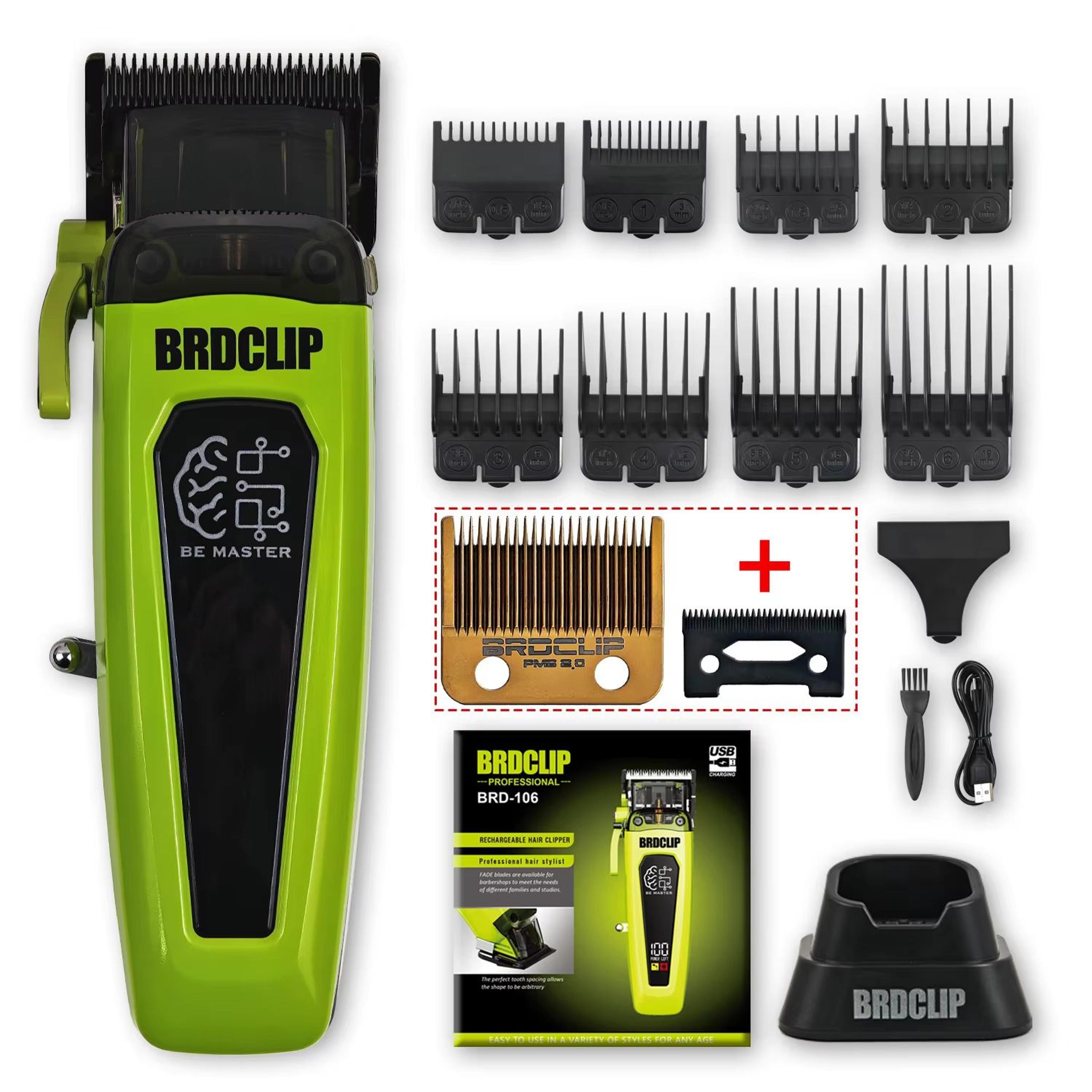 BRDCLIP BRD106 Professional Mens Hair Clipper 7500RPM Cordless Trimmer With Charging Base And DLC B 12