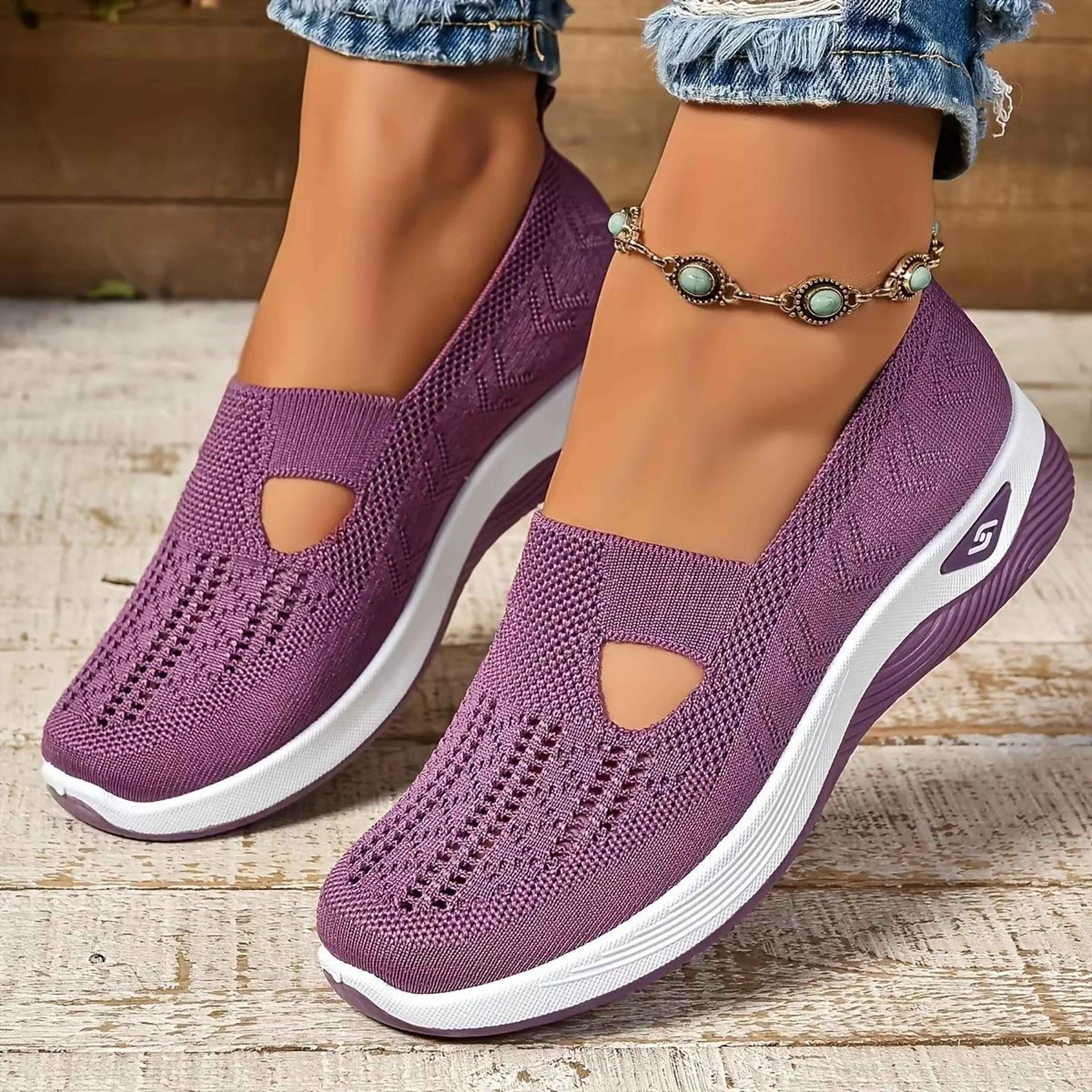 women's breathable slip on walking sneakers with cushioned non slip sole