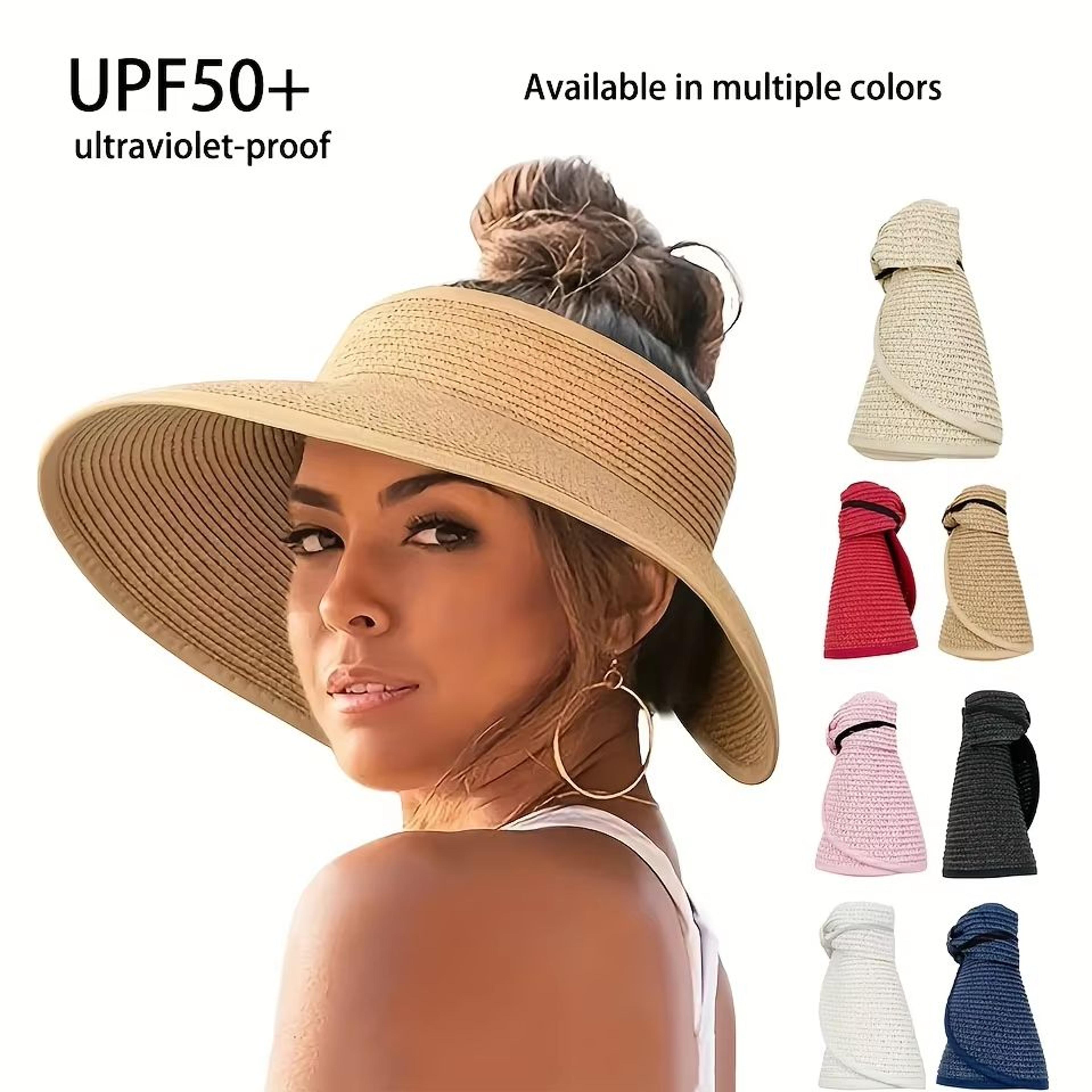 sunshield foldable wide brim visor – women's uv protection summer hat