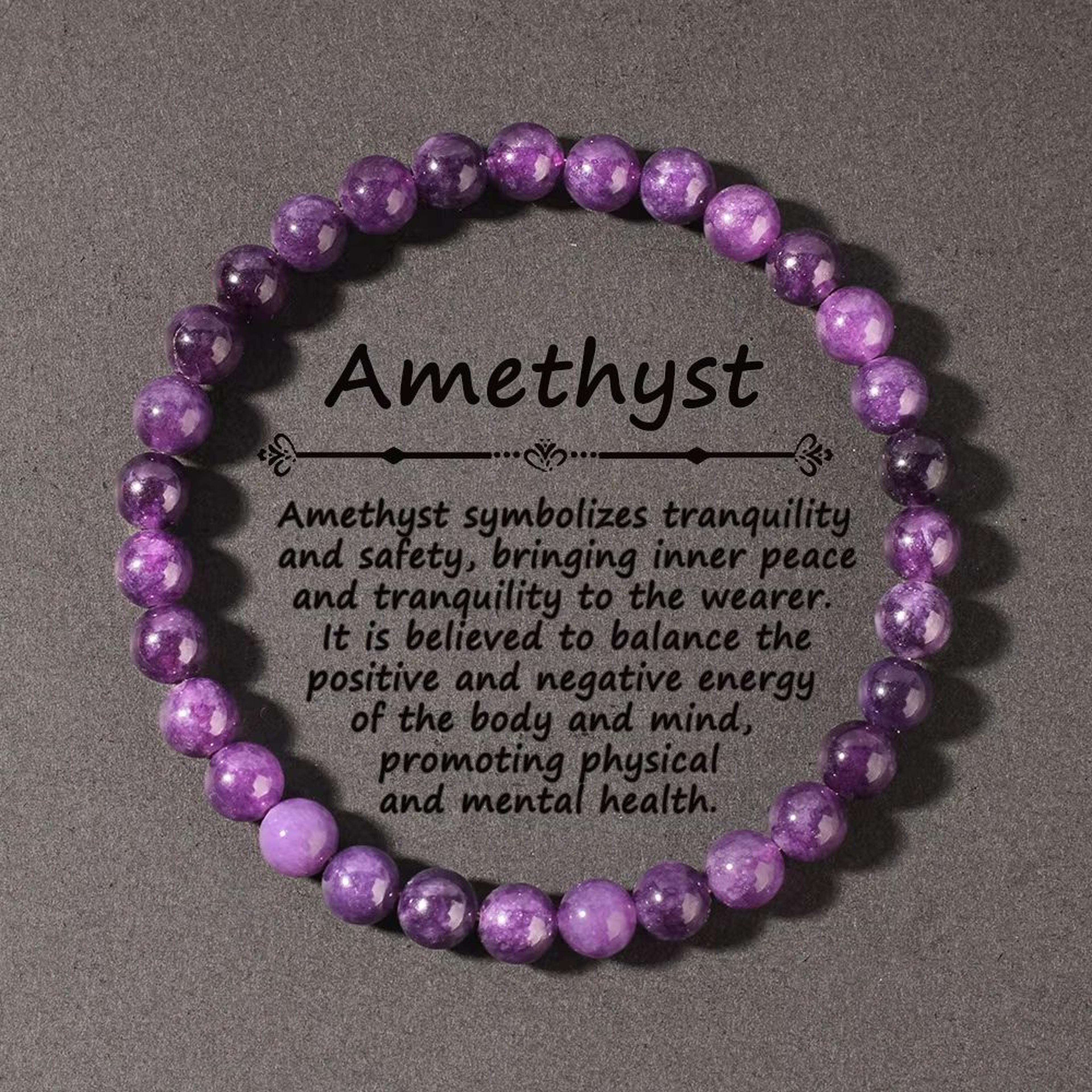 natural amethyst bead bracelet – genuine healing stone stretch jewelry for men & women (6/8/10mm)