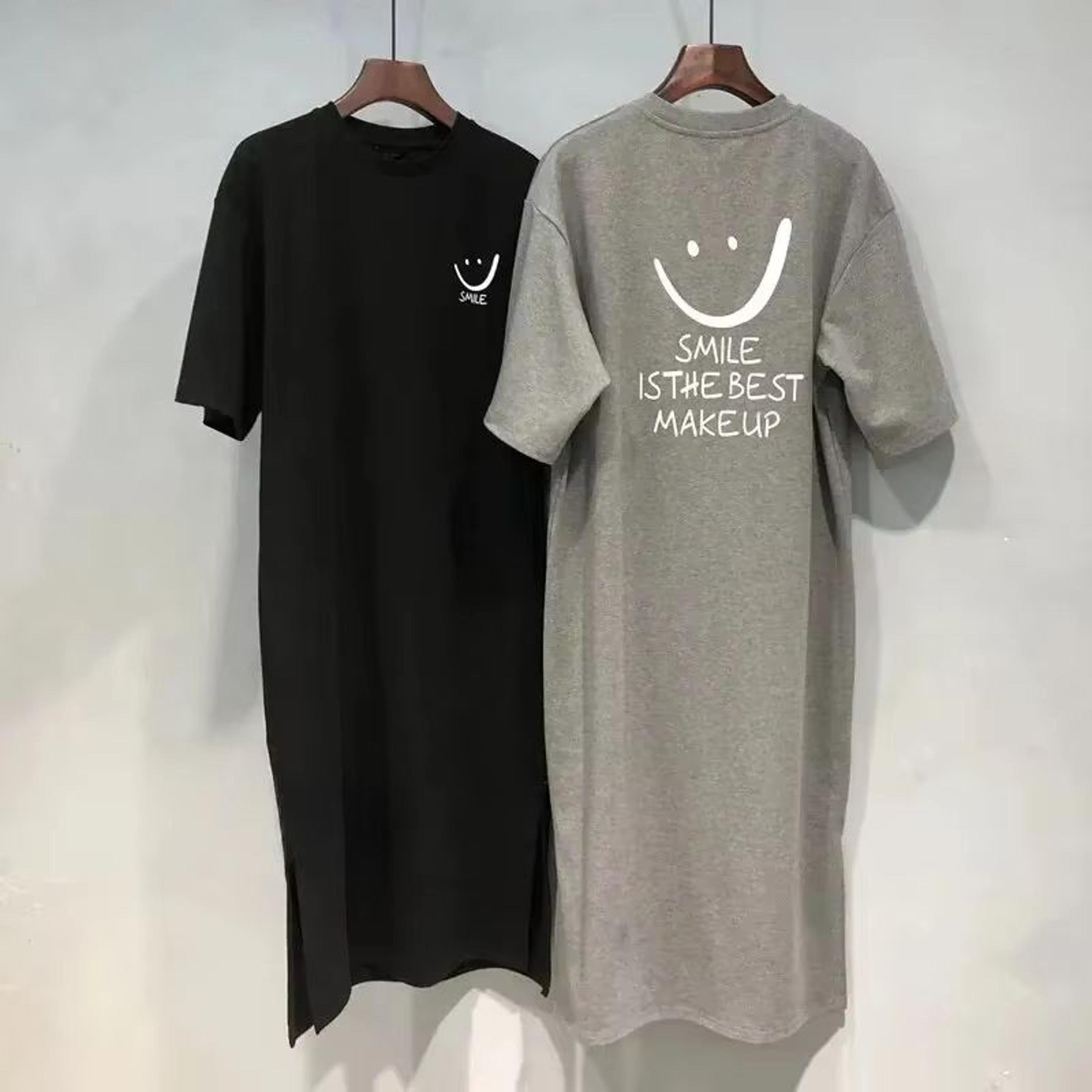 women's summer t-shirt dress – loose short sleeve mid-length over knee casual dress