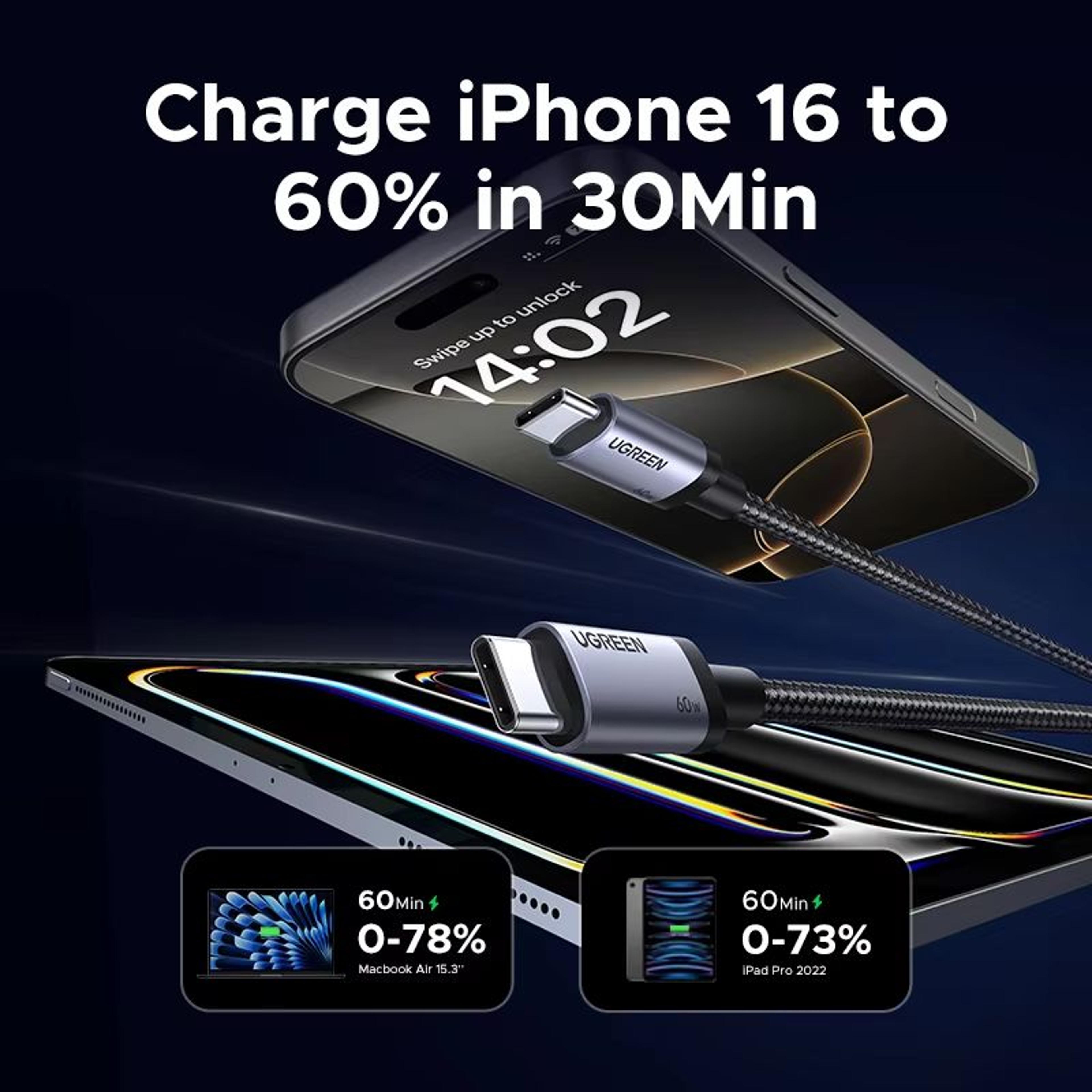 UGREEN USBC PD60W Fast Charging Cable  HighSpeed Data  Power Delivery Cord For IPhone 171615 Samsun 1