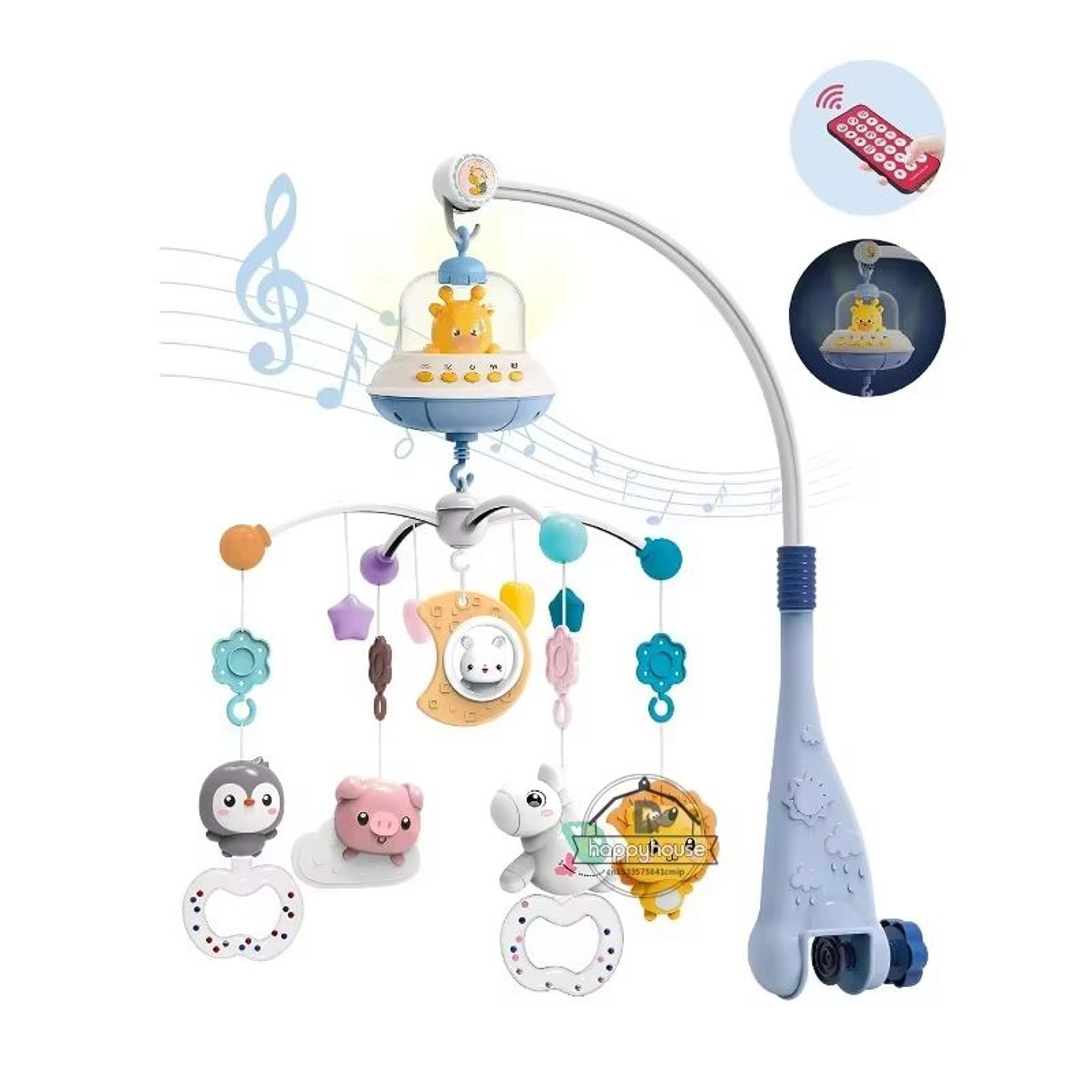 musical baby crib mobile with lights & music projection – remote-controlled infant crib toys