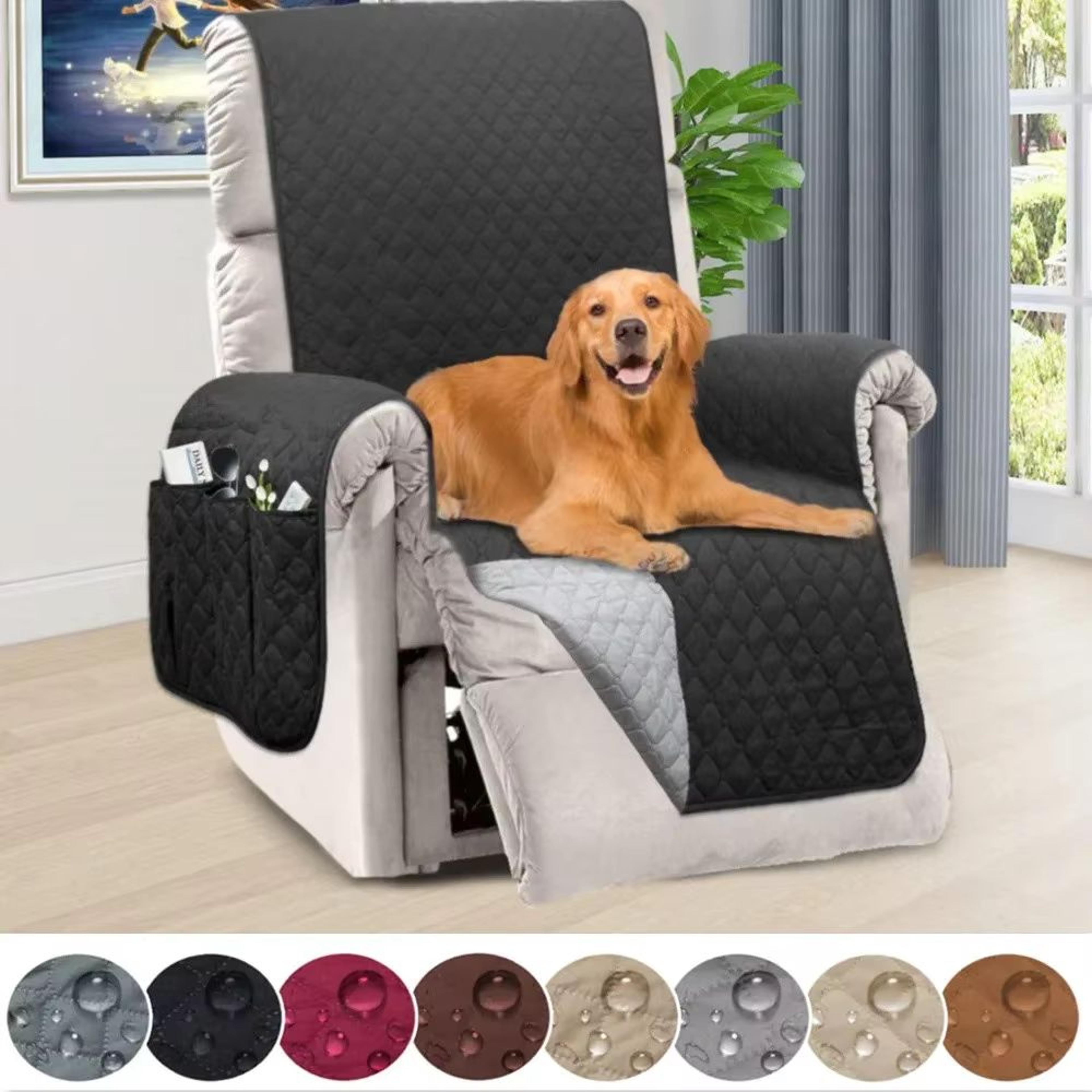 protect-ease deluxe quilted recliner cover – waterproof armchair & single/double sofa protector with side pockets