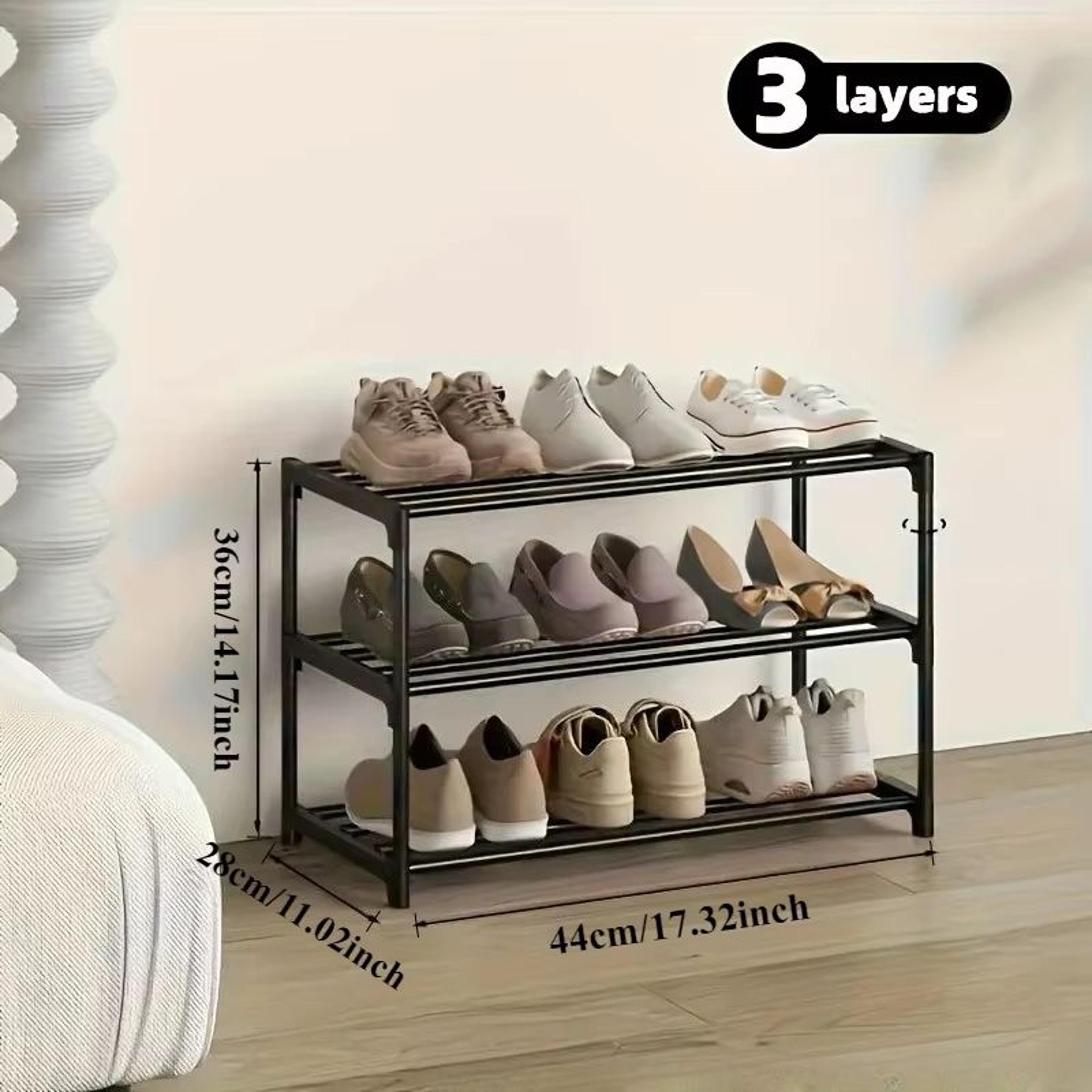three-tier shoe rack | durable shoe storage rack with easy-assemble design for home entrance & entryway
