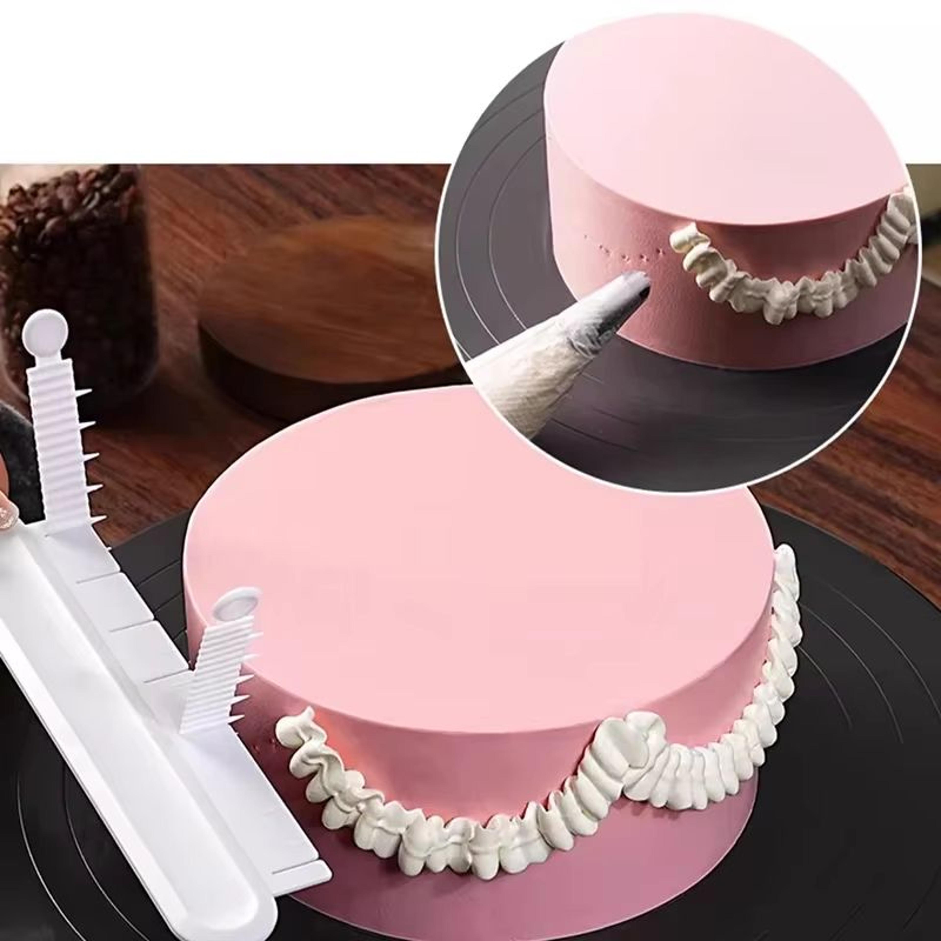 precision curved cake decorating aid with scale ruler – smart diy cream skirt & border marker tool