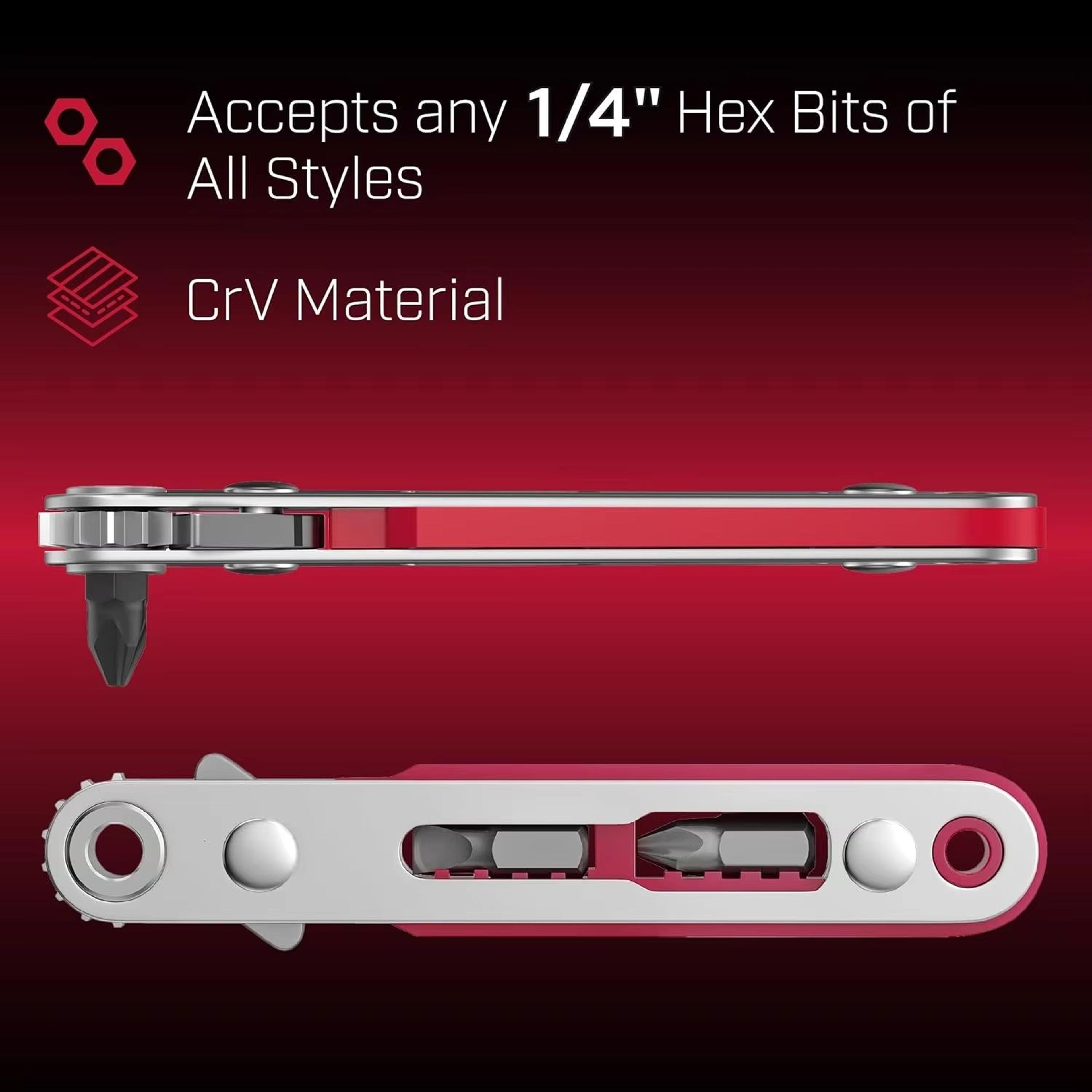 Red Elbow Bidirectional Ratchet Screwdriver  NarrowSpace Corner  RightAngle CrossSlotted Tool 2