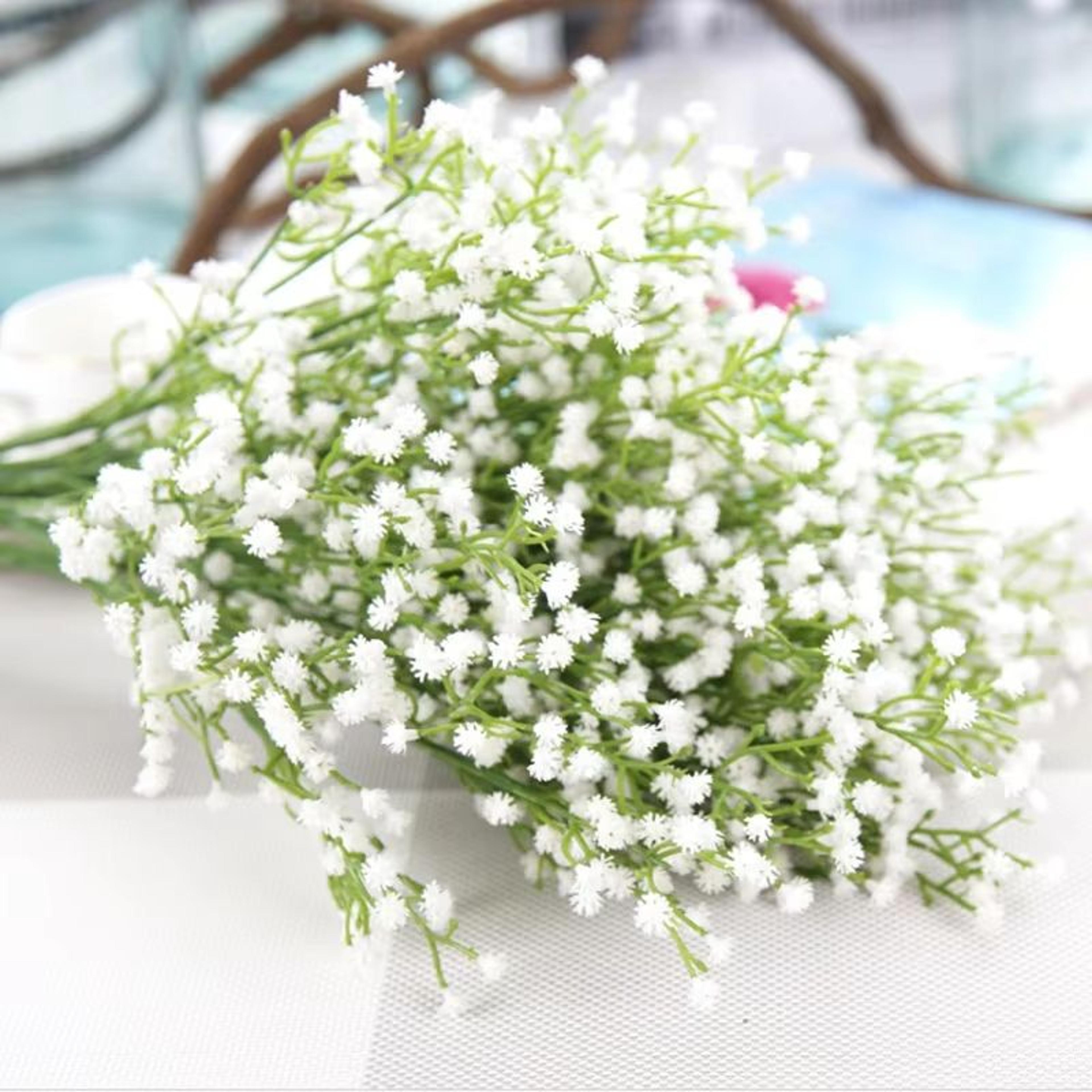 elegant white gypsophila artificial bouquet – decorative bridal & home accessory with vase filler option