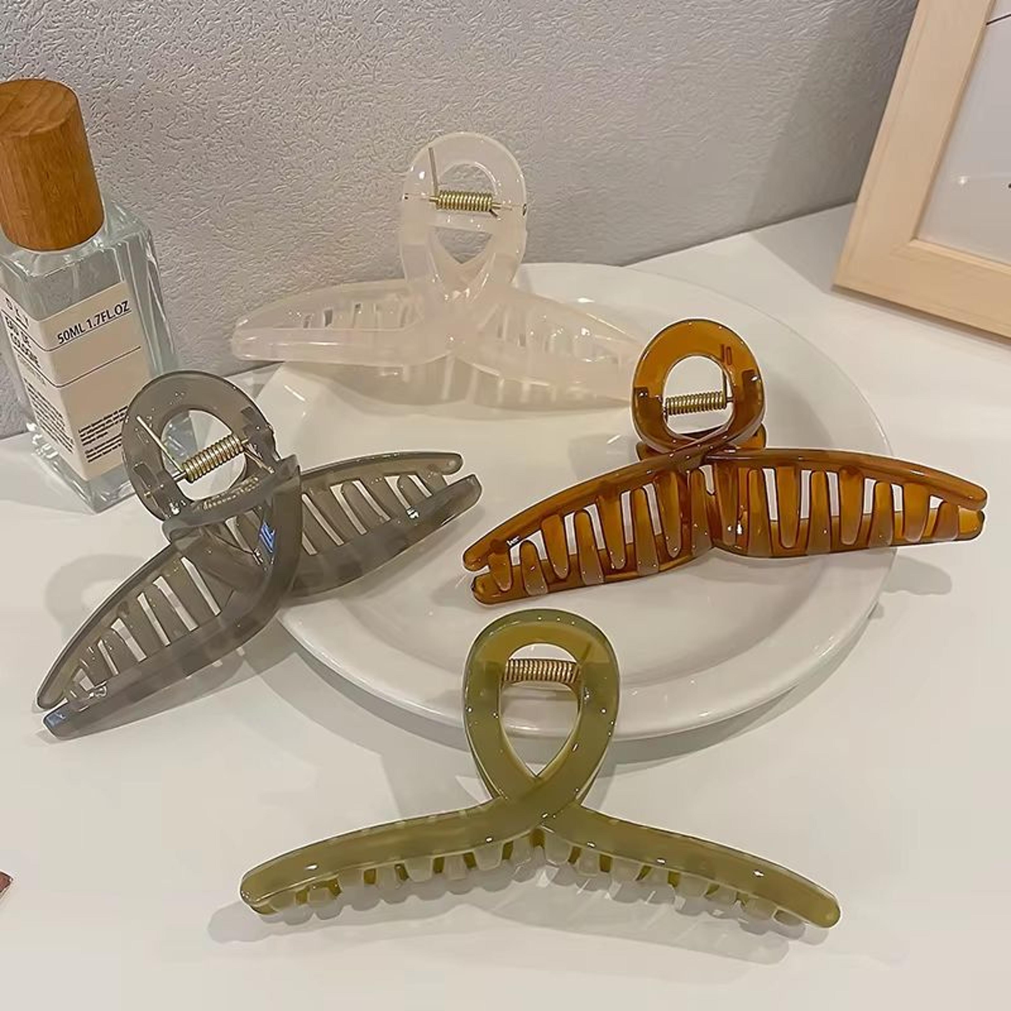 cloudease large claw clip set – 3pcs simple shark hair grip for everyday styling