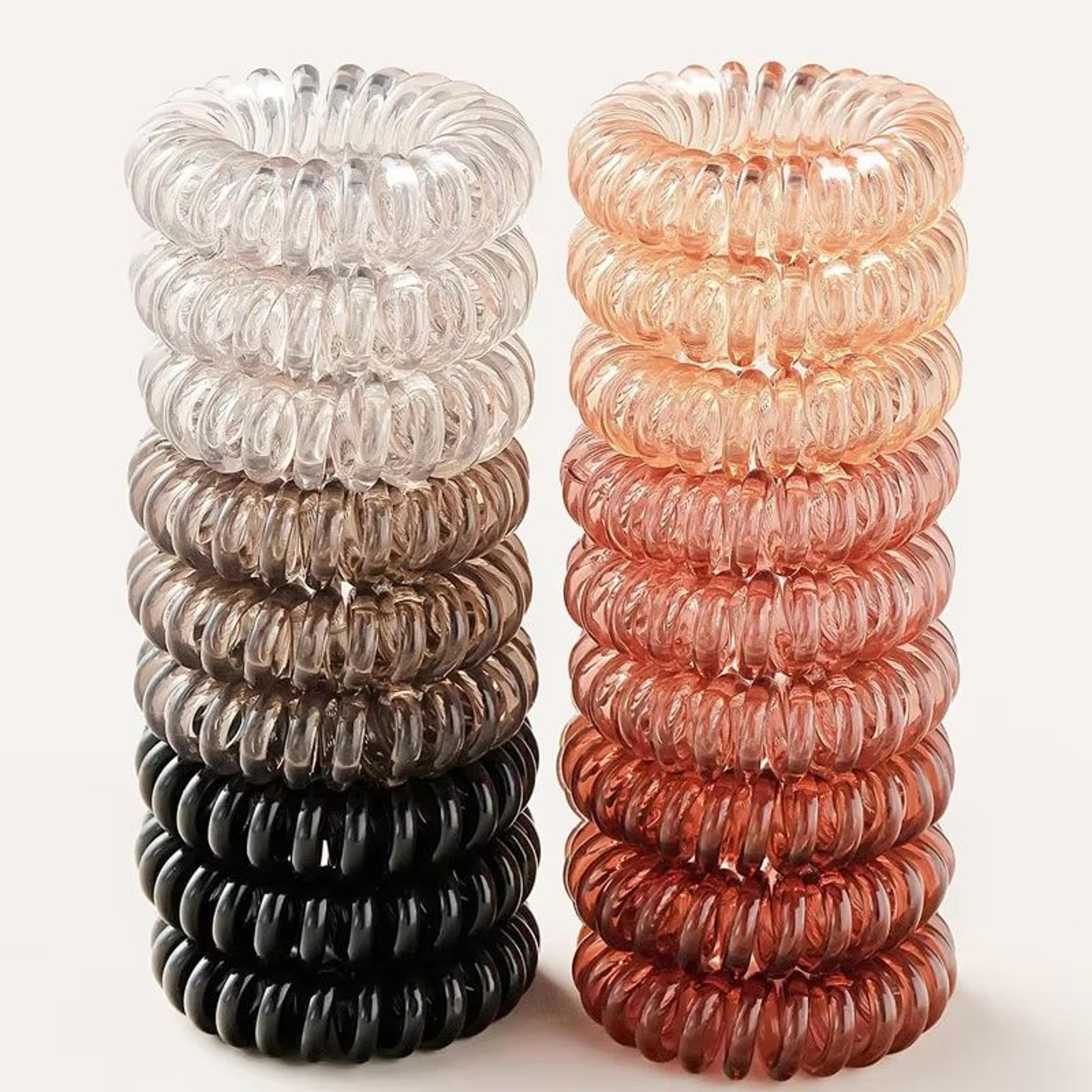 coilflex 18-pack no-crease hair ties – multi-color waterproof spiral hair bands