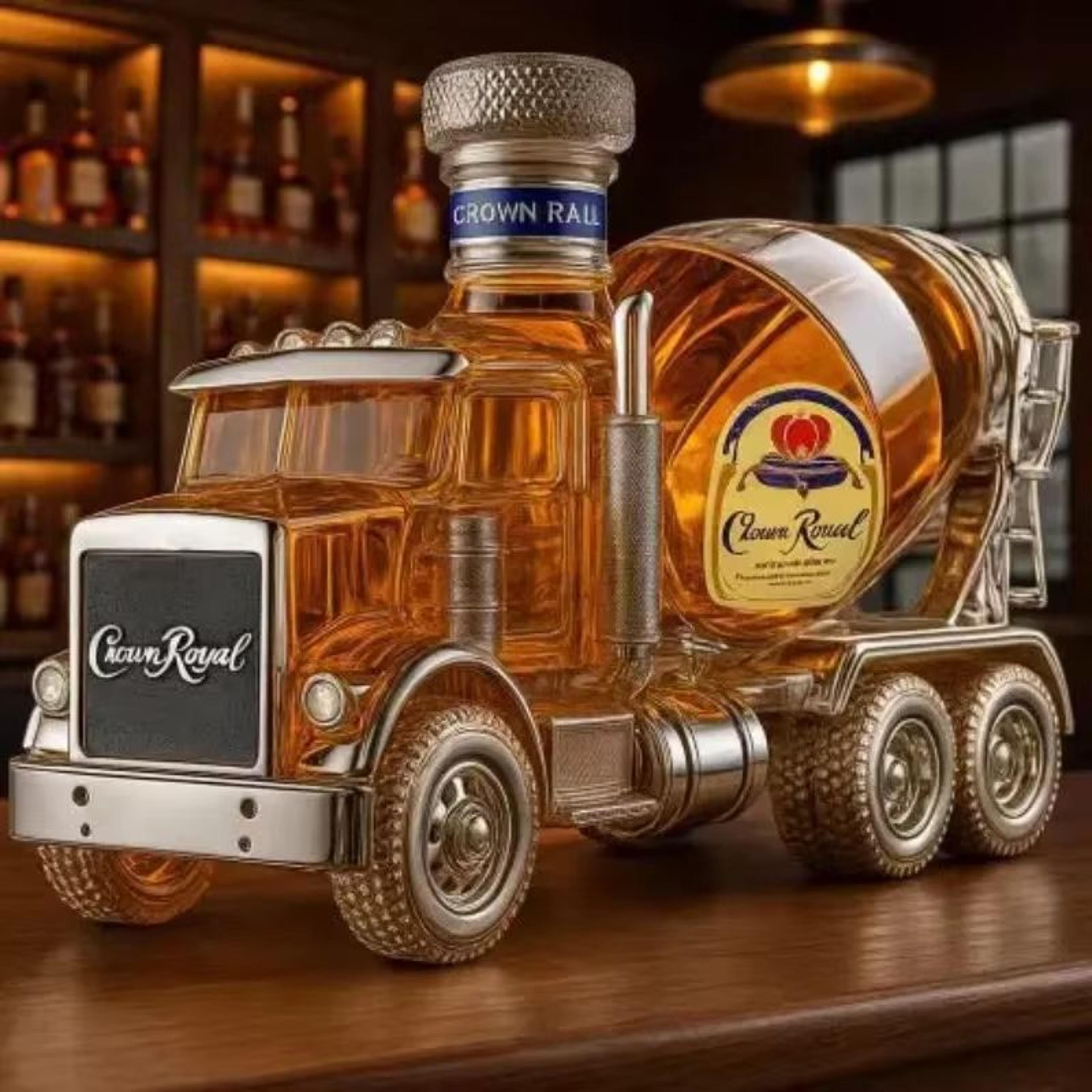 industrialmix glass spirits dispenser – creative cement blender design bottle for whiskey & vodkas