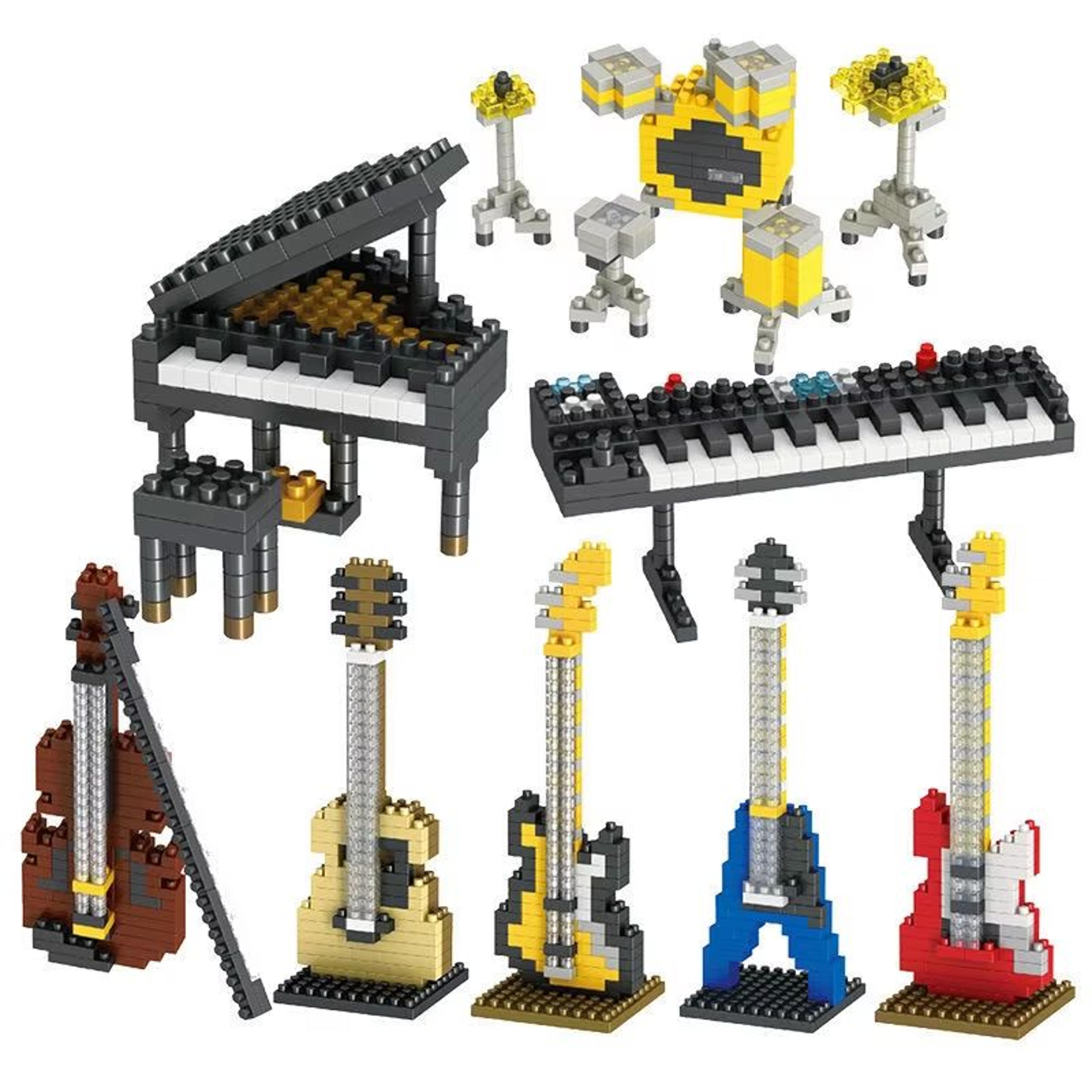 mini musical instrument building bricks set – piano and guitar series