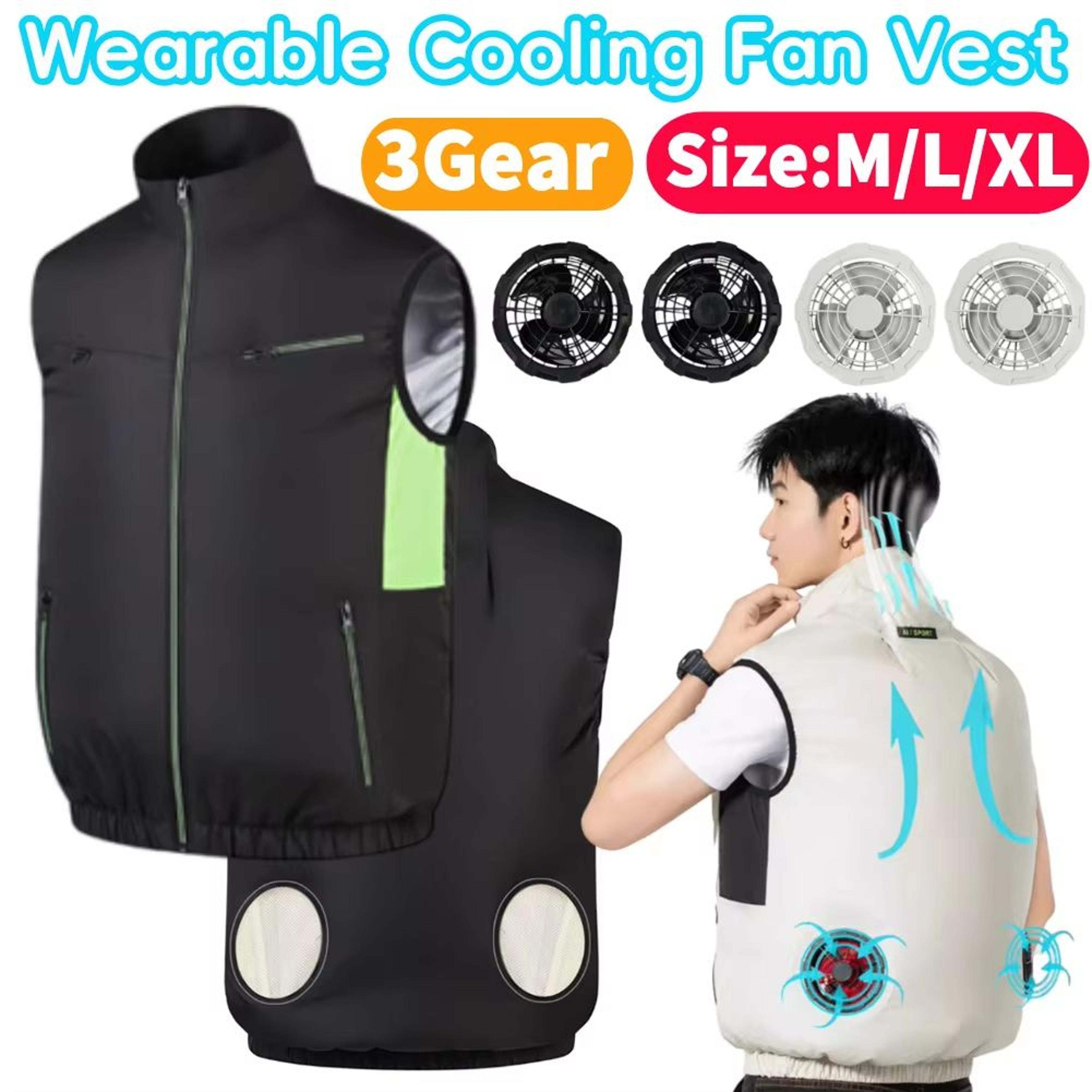 wearable cooling vest with dual ice fans for outdoor work and extreme heat