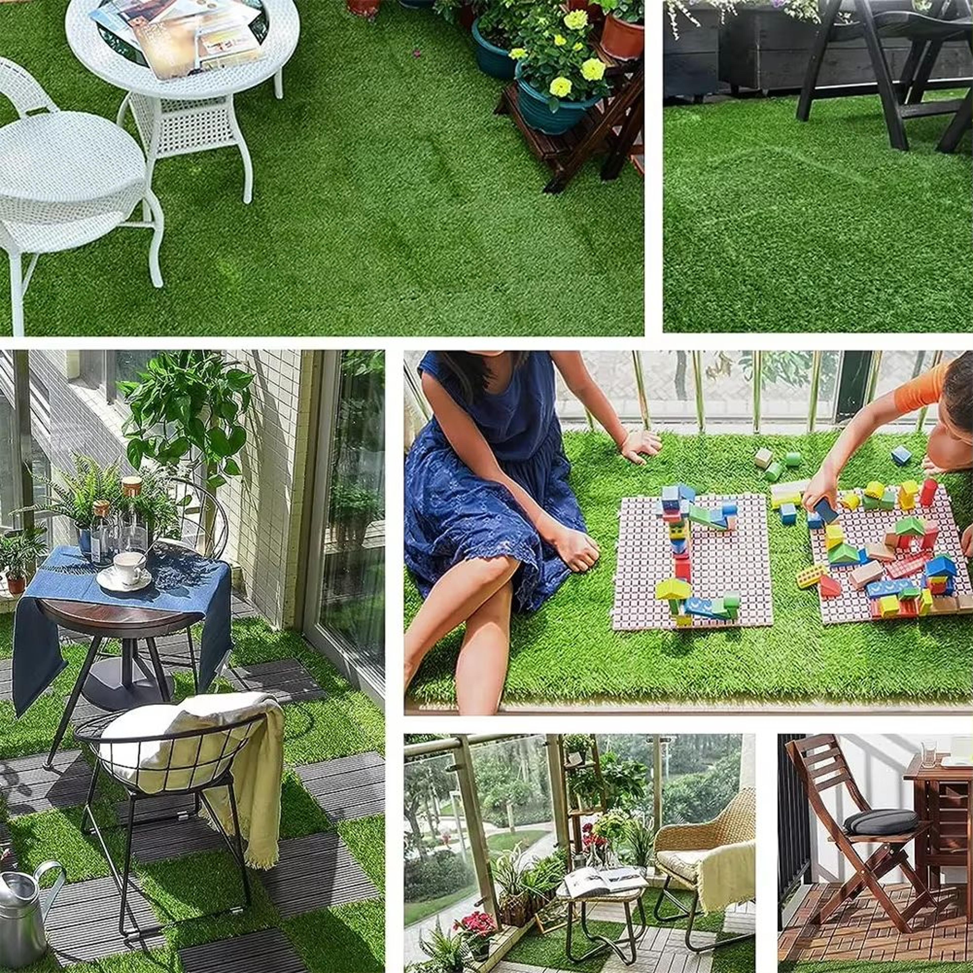 Interlocking Artificial Grass Turf Tiles 12x12in For Garden And Outdoor Decor 2