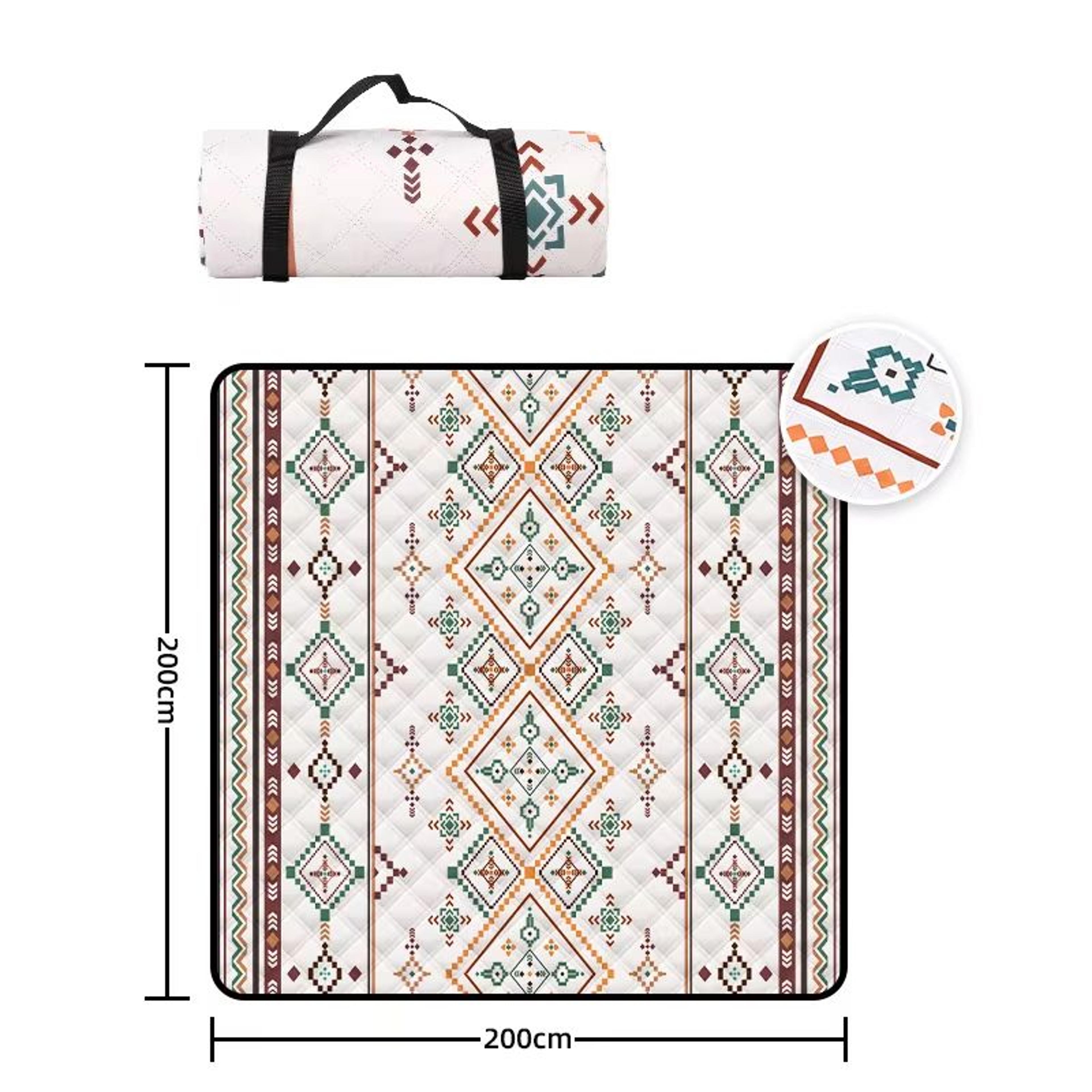 extra large waterproof outdoor picnic blanket 6'6"x6'6" with carrying handle