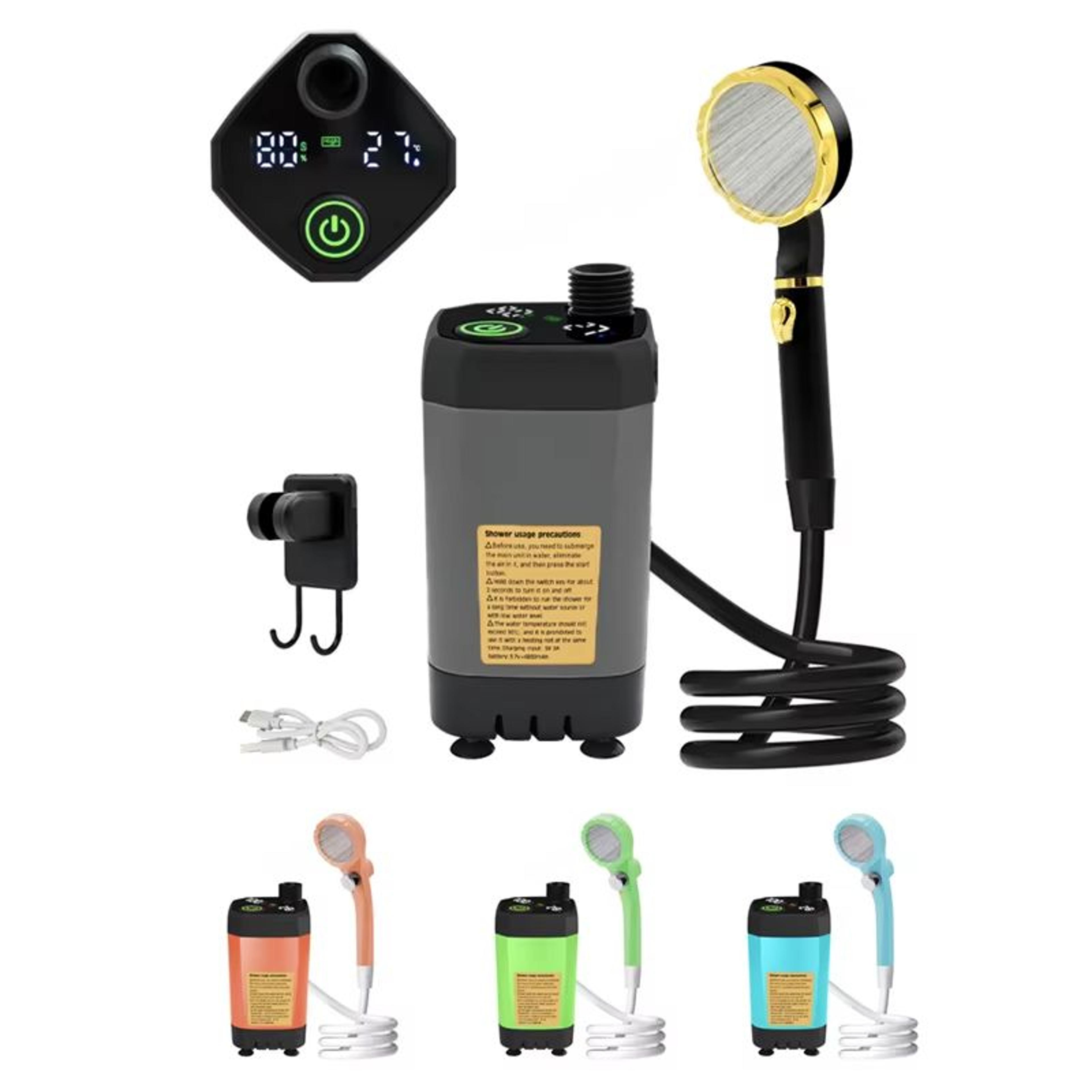 6000 mah portable camping shower pump with intelligent digital display