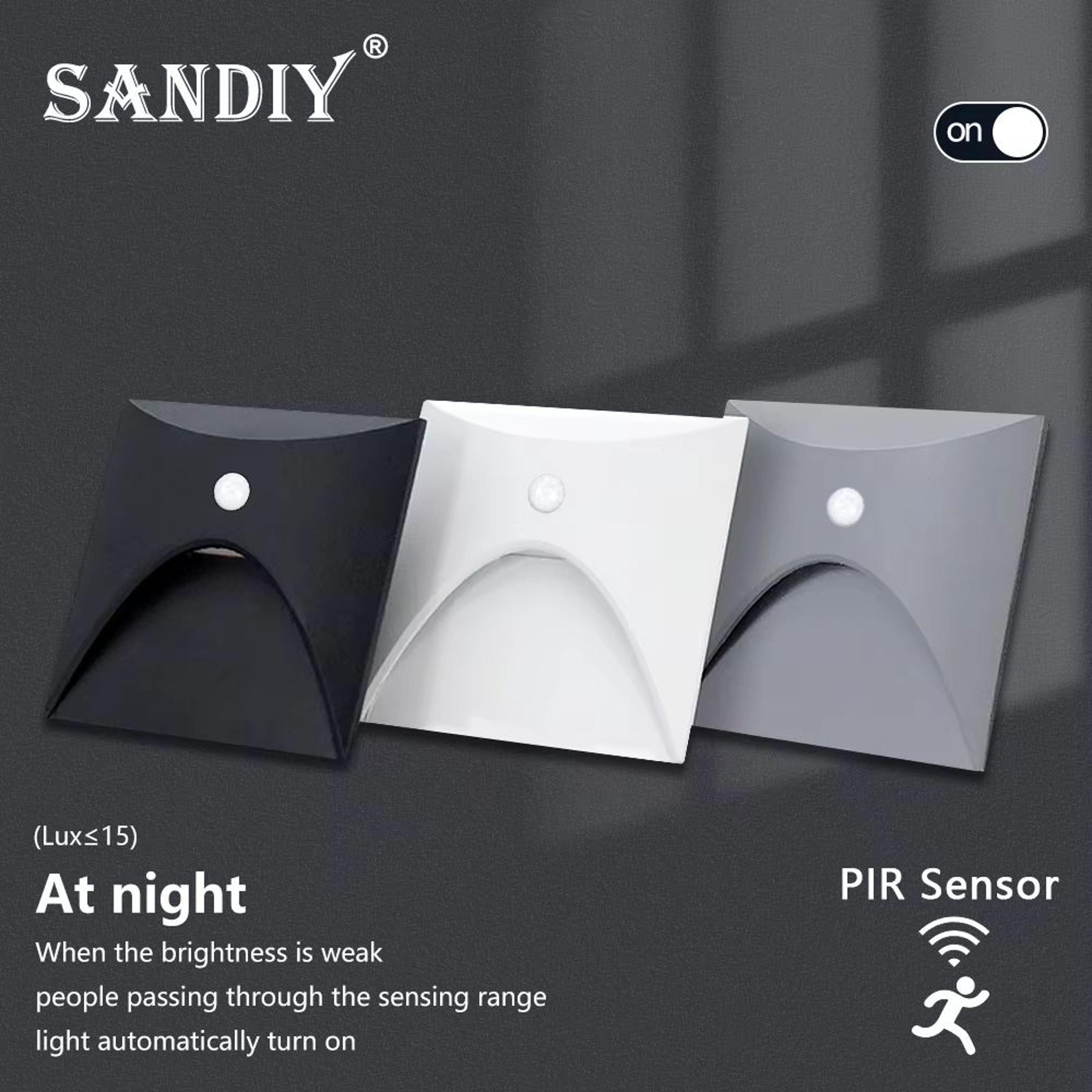 sandiy outdoor stair light motion sensor wall lamp – waterproof exterior sconce for garden, yard, balcony, gate and fenc