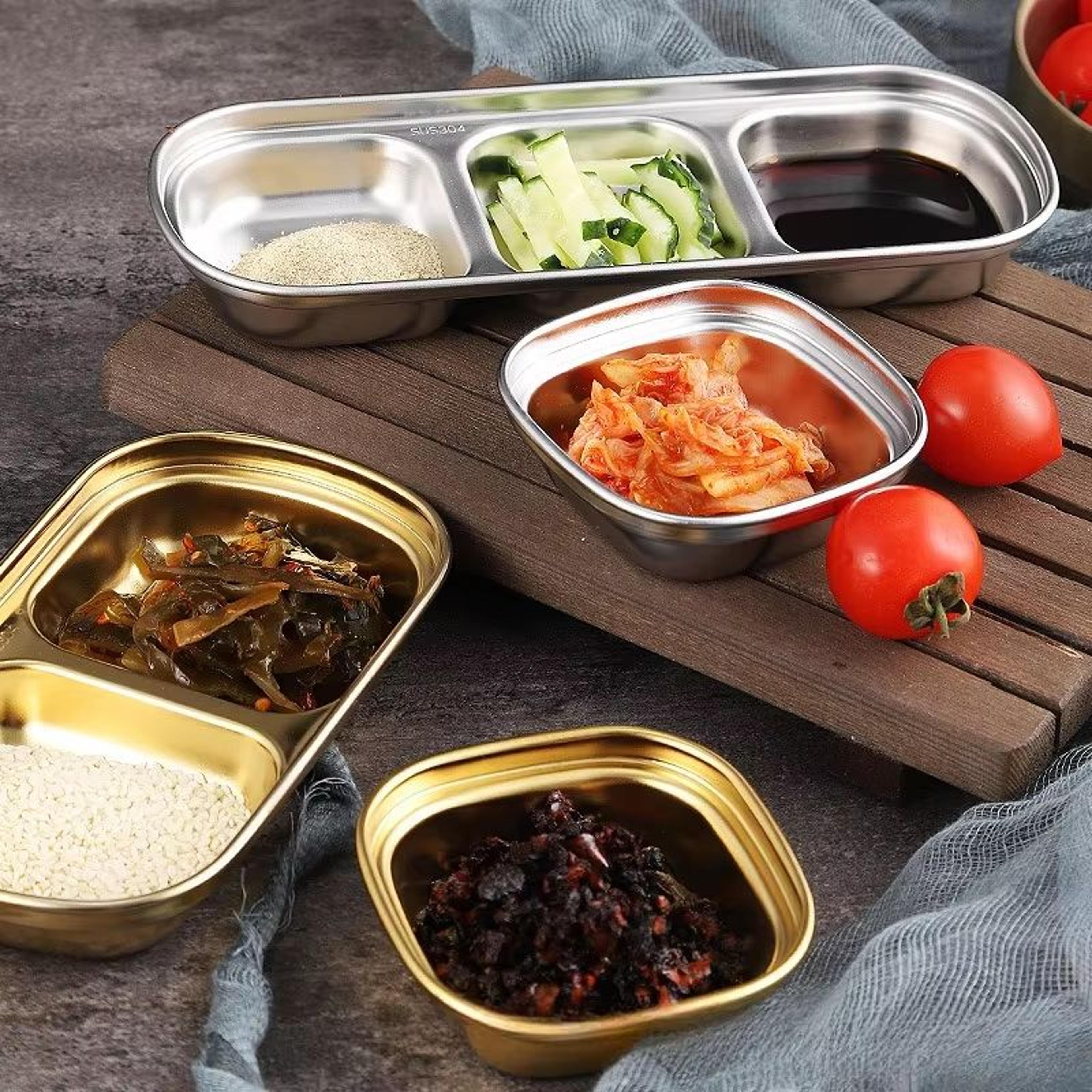 304 stainless steel korean-style dinner plate and multifunctional sauce serving dish