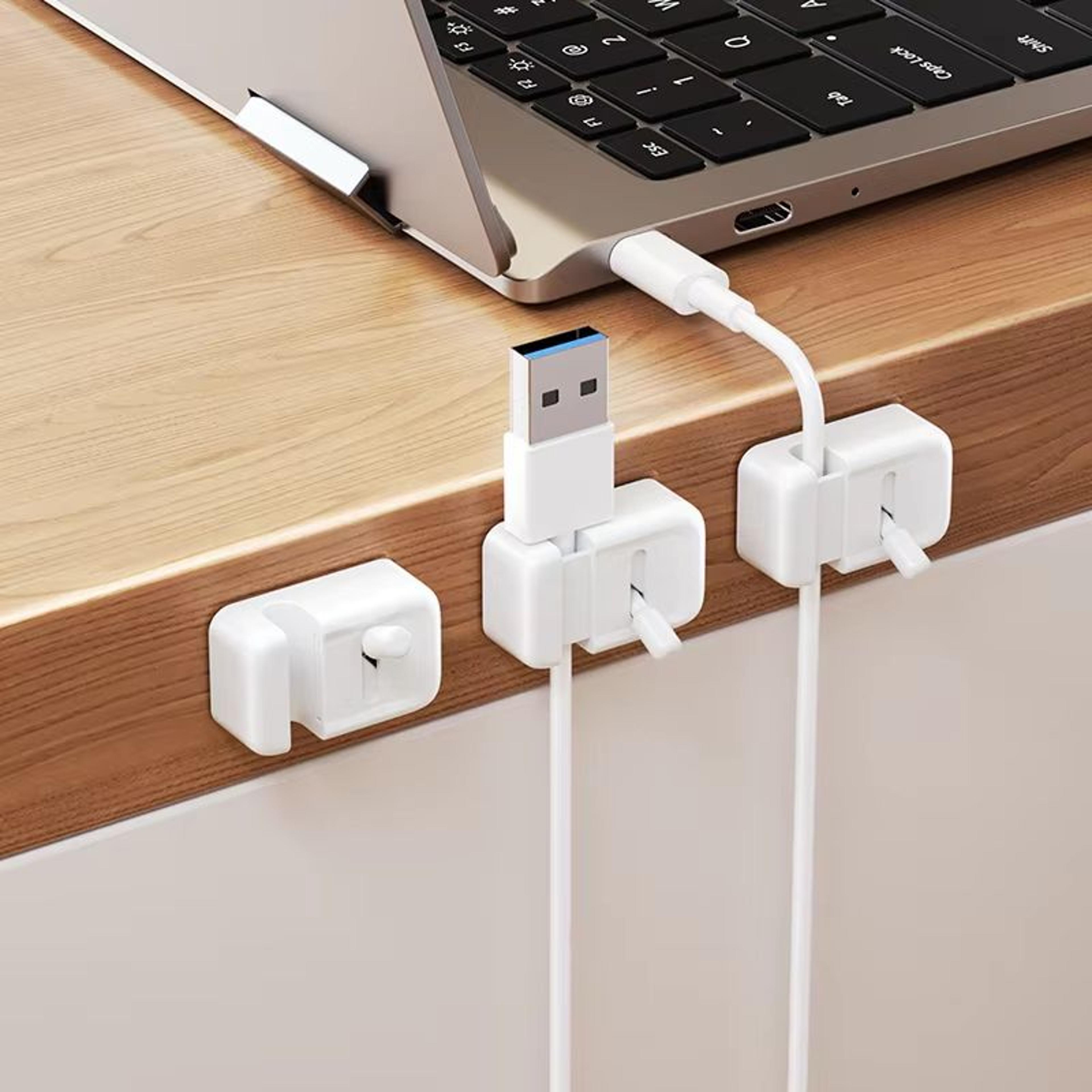 mini switch-lock desk cable organizer 3pcs self-adhesive cable clips for clean desktop cord control