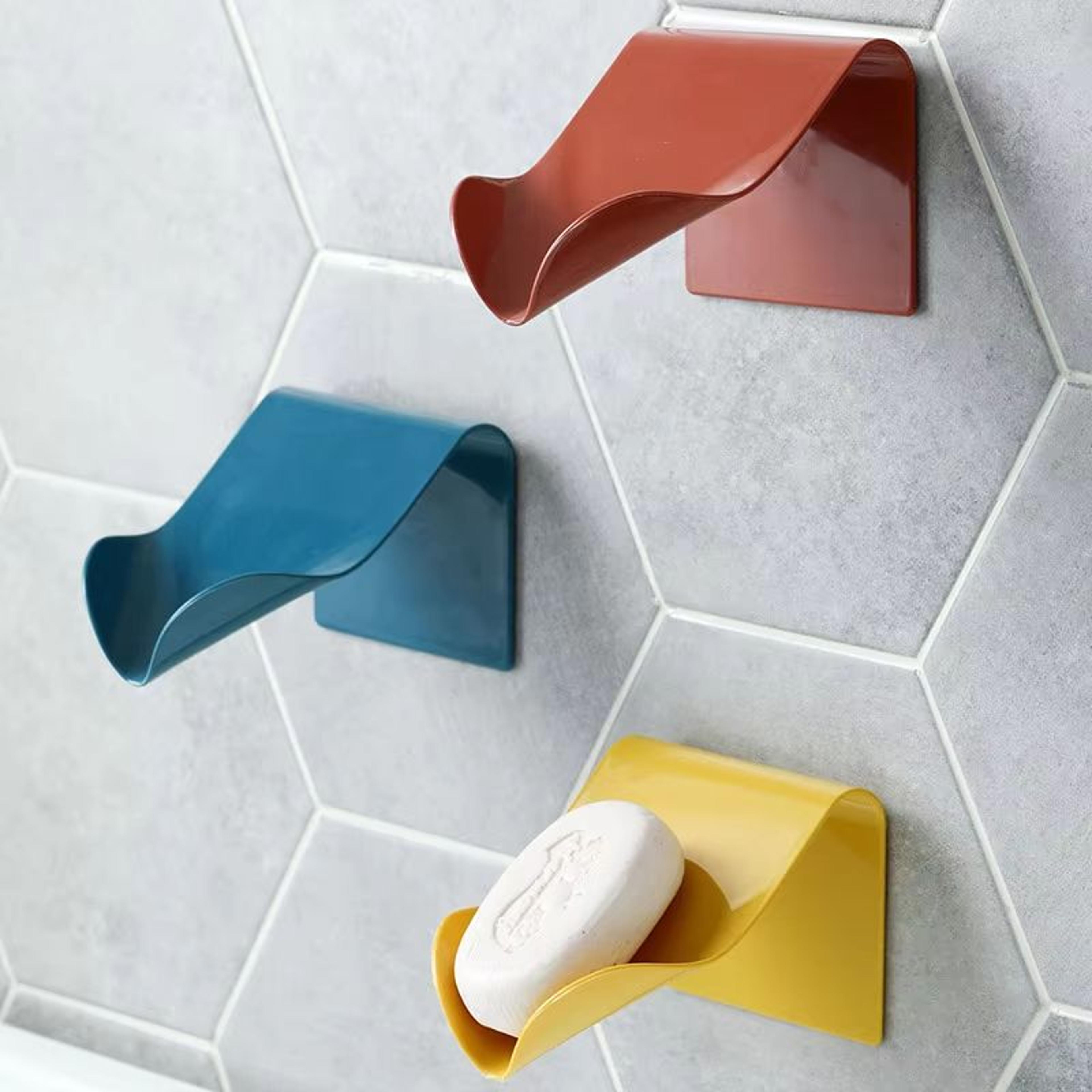 self adhesive wall mounted soap dish drain soap holder plastic bathroom accessory