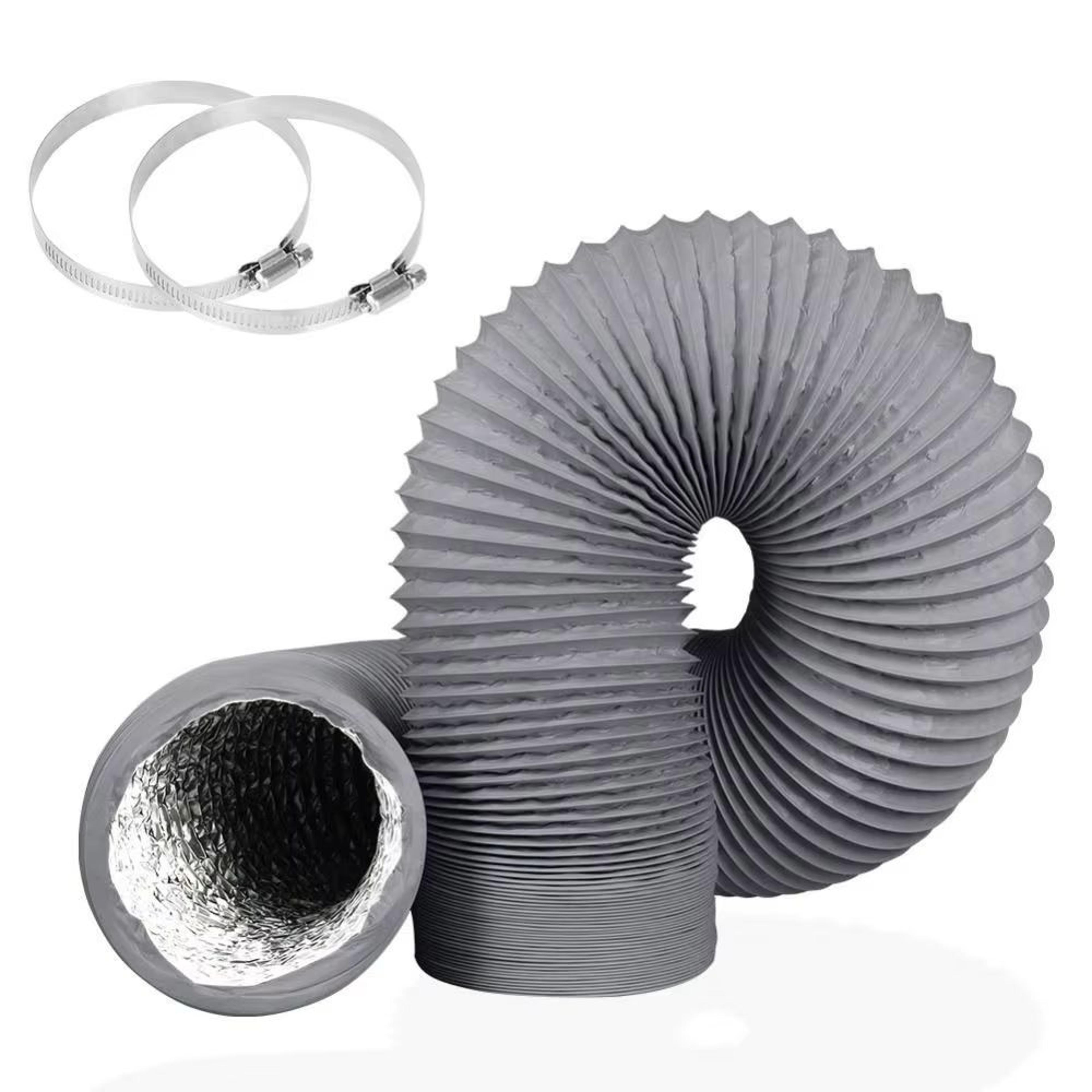 4in heavy-duty dryer vent hose grey 6-layer air duct with 2 stainless steel clamps for exhaust ventilation