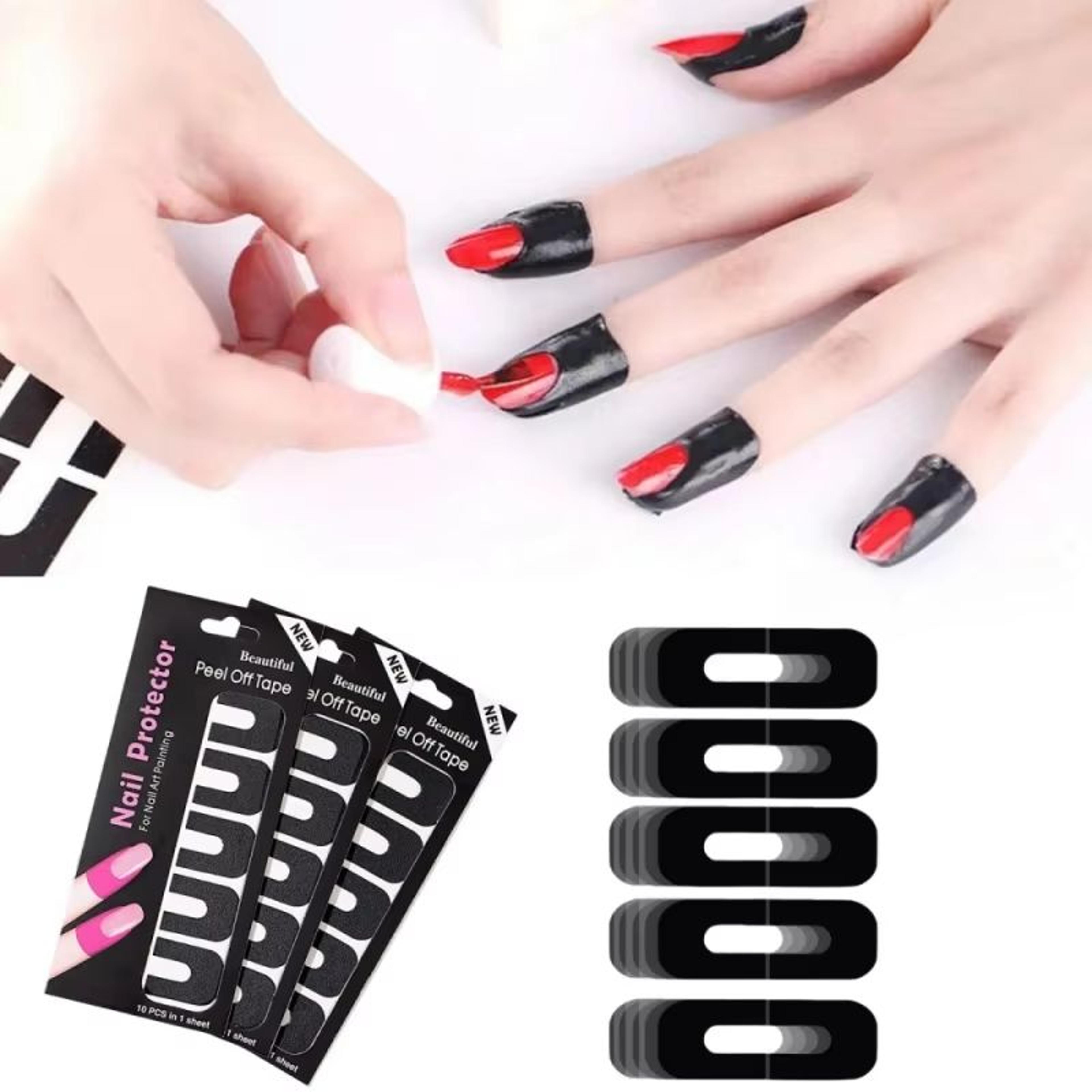 nail art u-shape anti-spill stickers 20/50pcs - nail polish protection patches