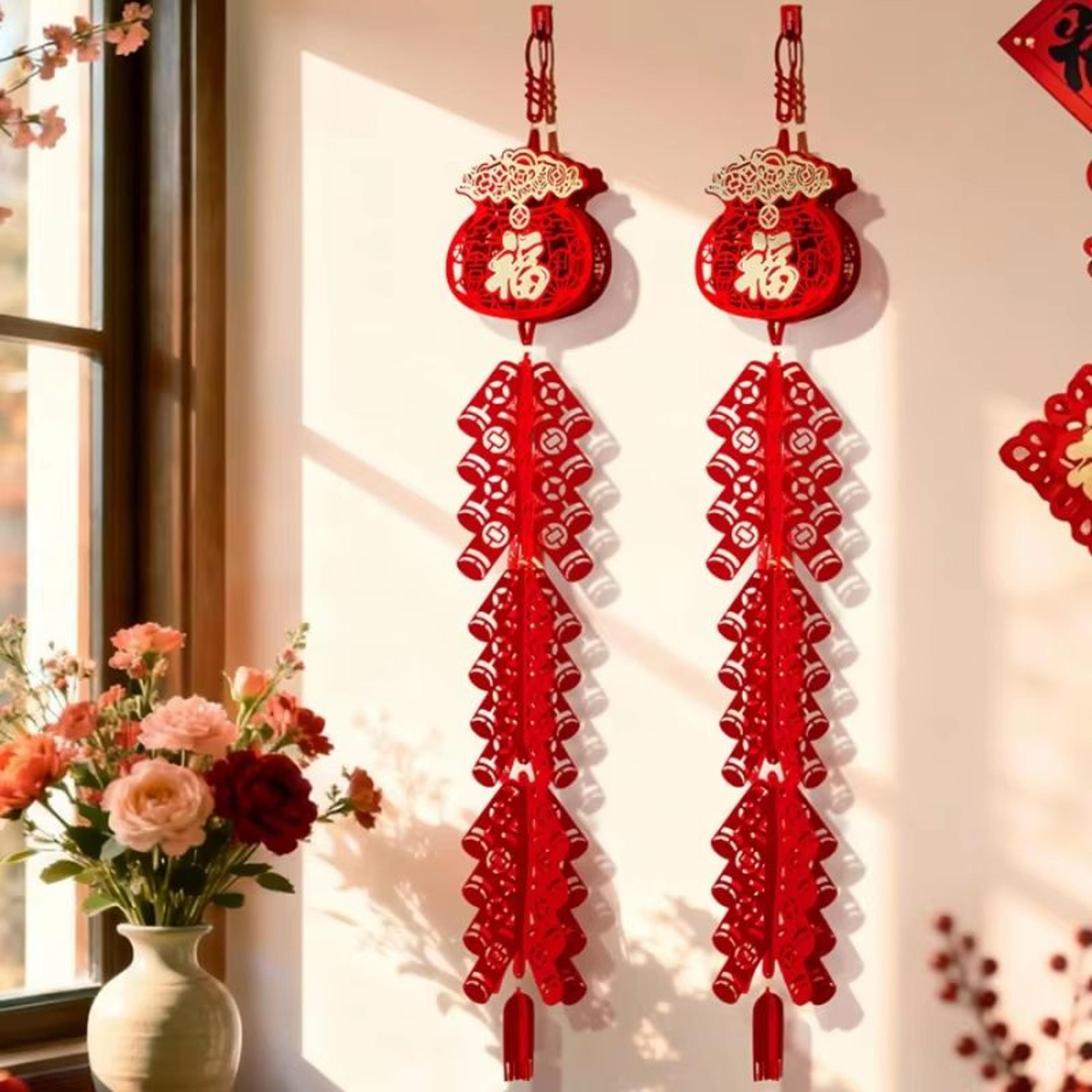 2026 chinese new year hanging firecracker & fu character decoration