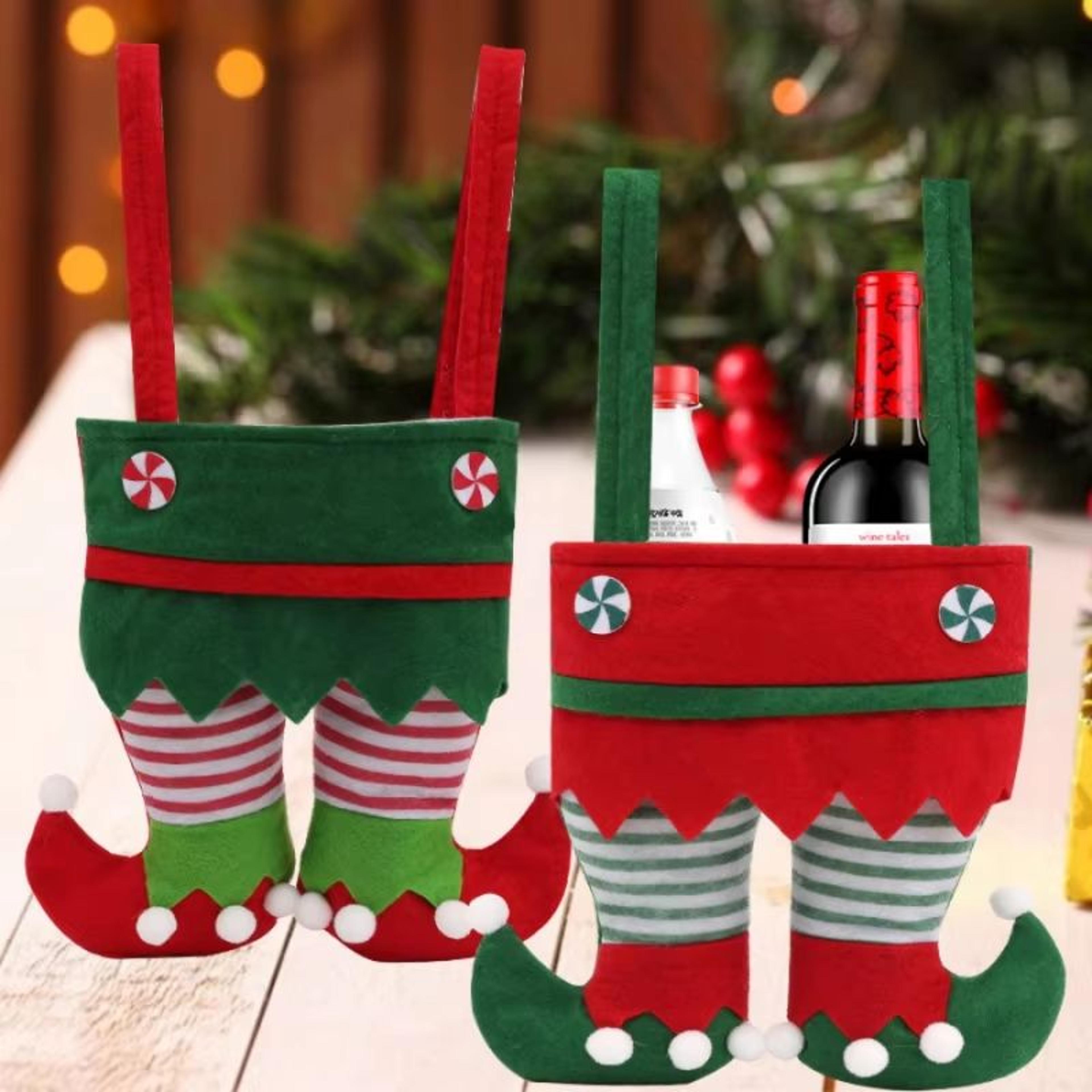 christmas elf gift bag – festive non-woven santa candy & storage bag