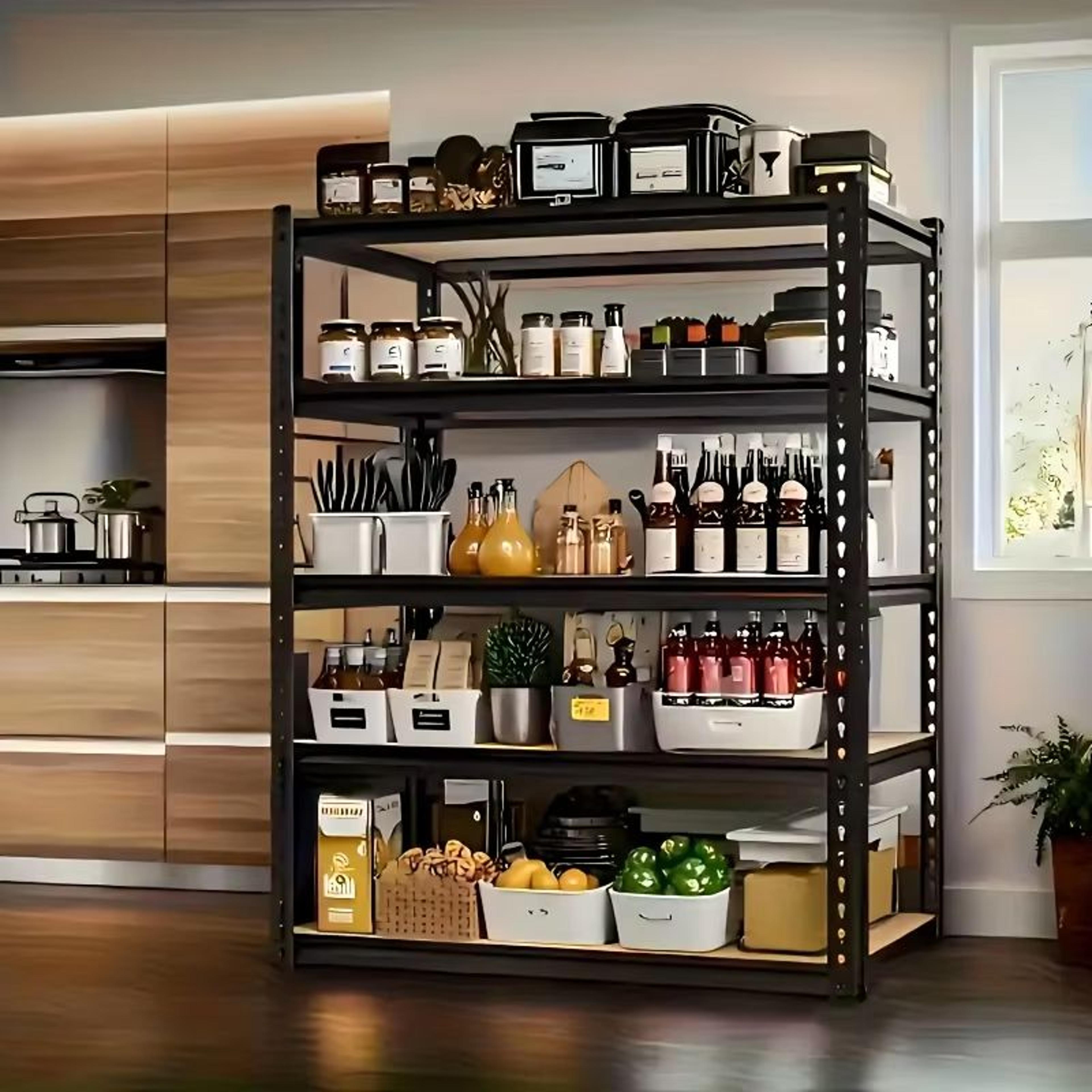 5 tier heavy duty shelving unit 72x36x16in 2000lb capacity industrial storage rack in matte black