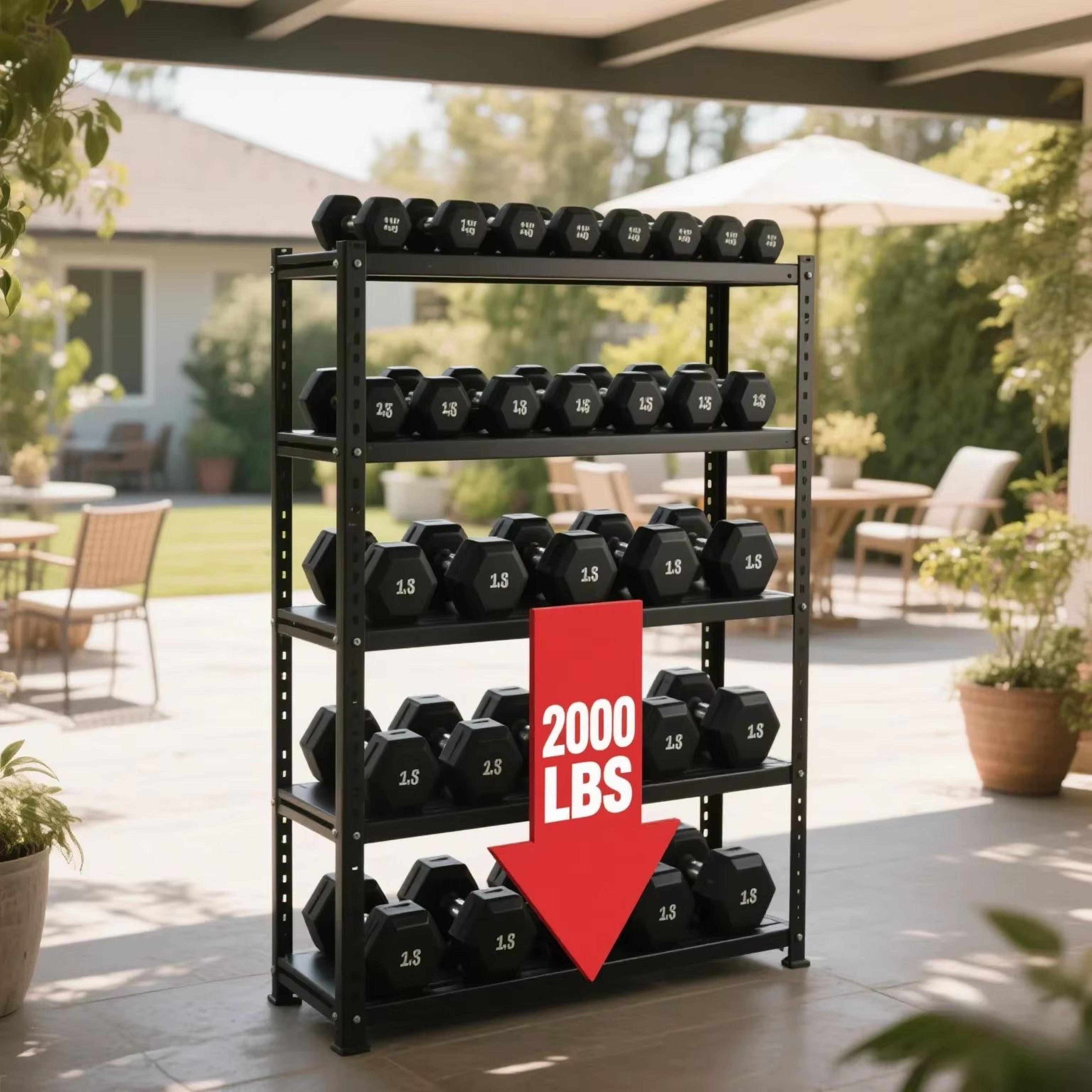 5 tier heavy duty shelving unit 2000 lb capacity adjustable metal storage rack for garage and warehouse