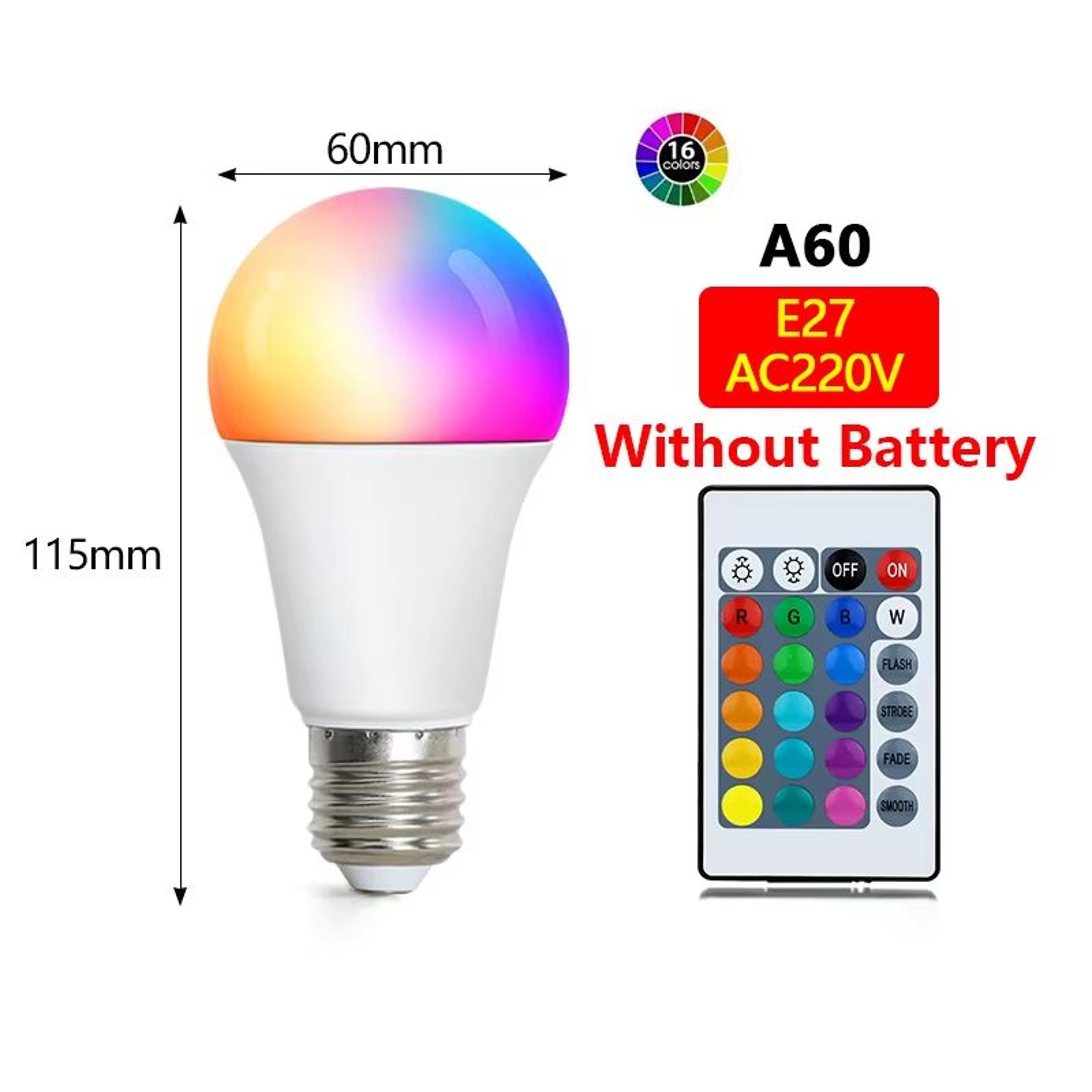 16Color RGB LED Multicolor Bulb With E27 Base And 24Key Remote Control 7