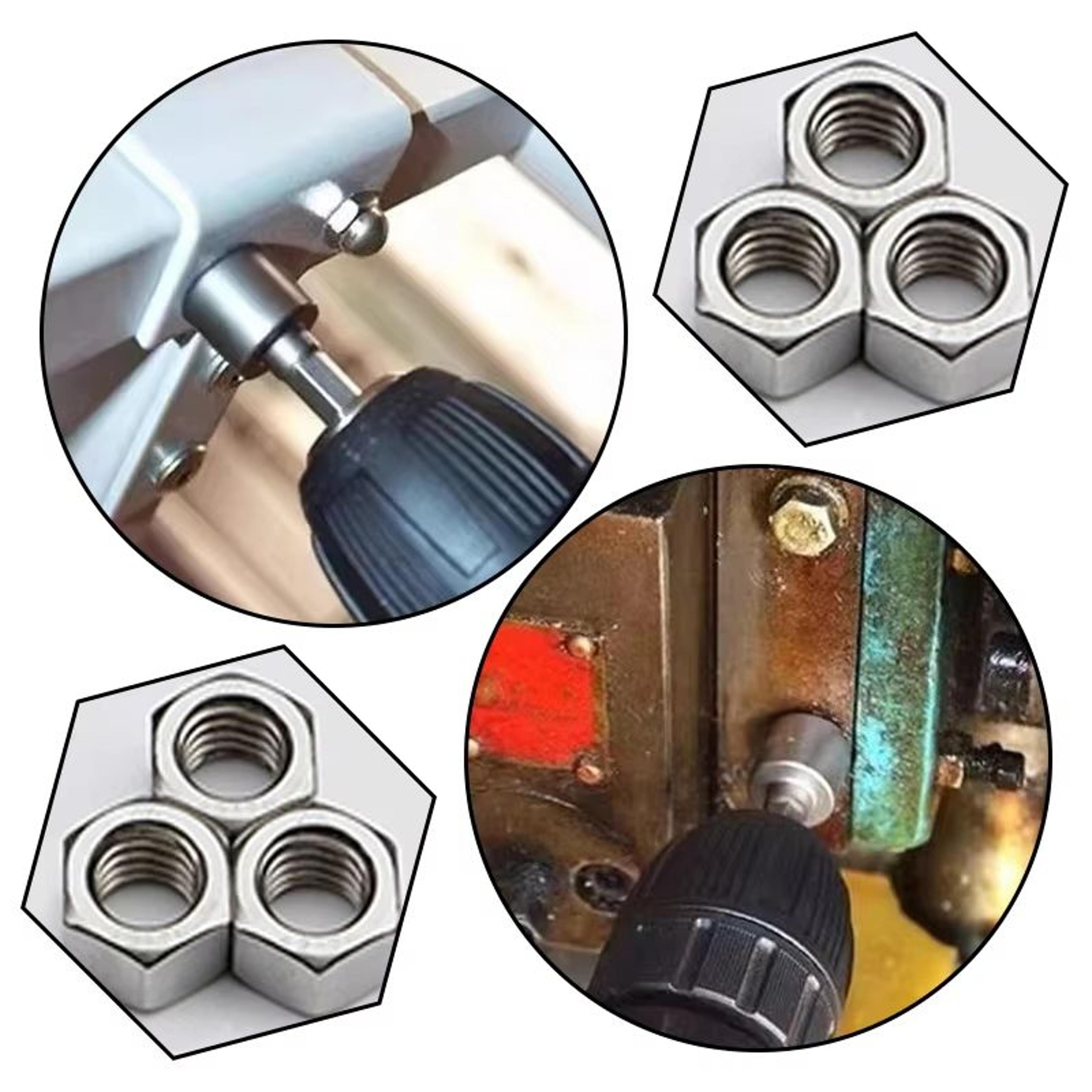 hex socket wrench and extension set with hex handle for screwdrivers and pneumatic tools
