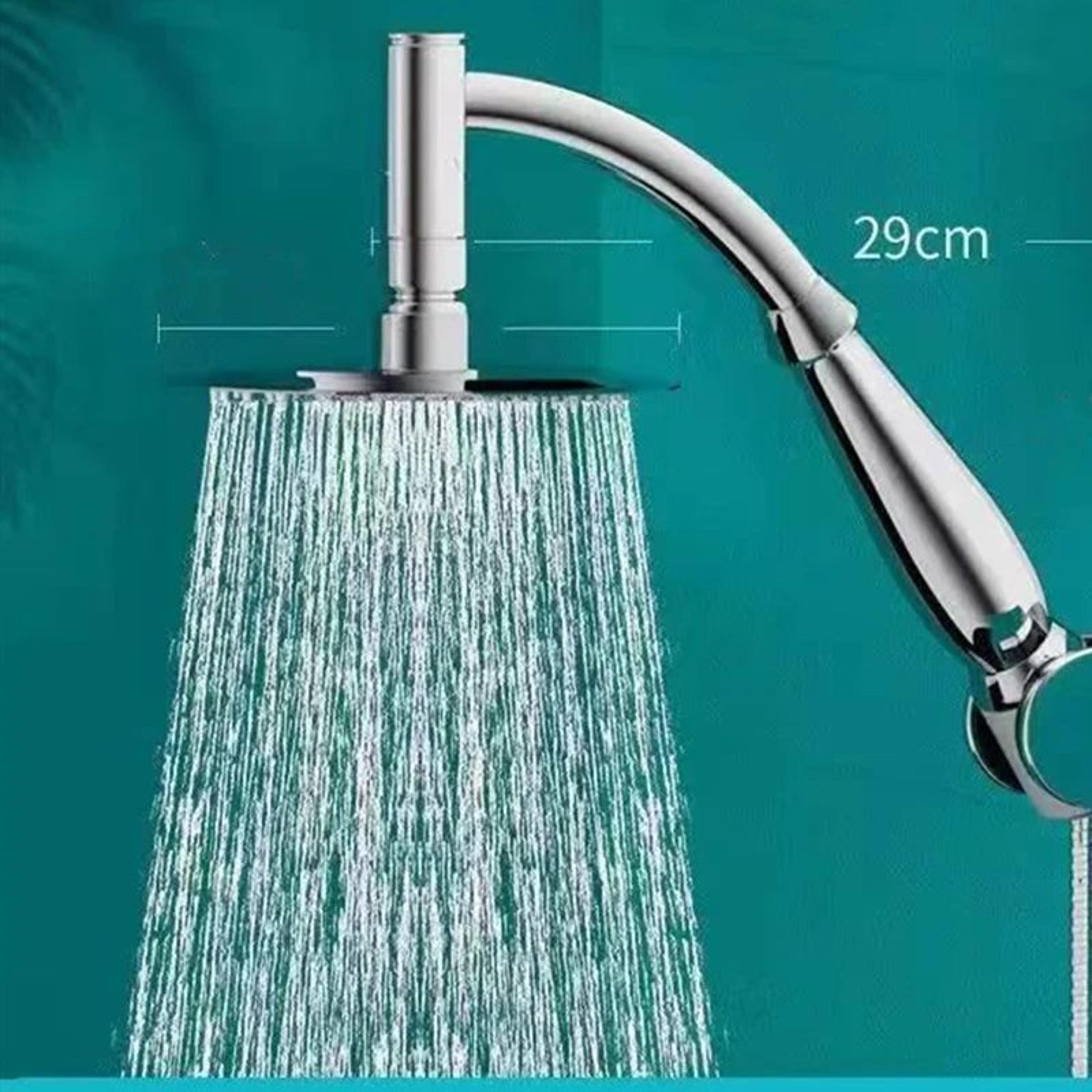 HighPressure Stainless Steel Square Rainfall Shower Head With Curved Extension 3
