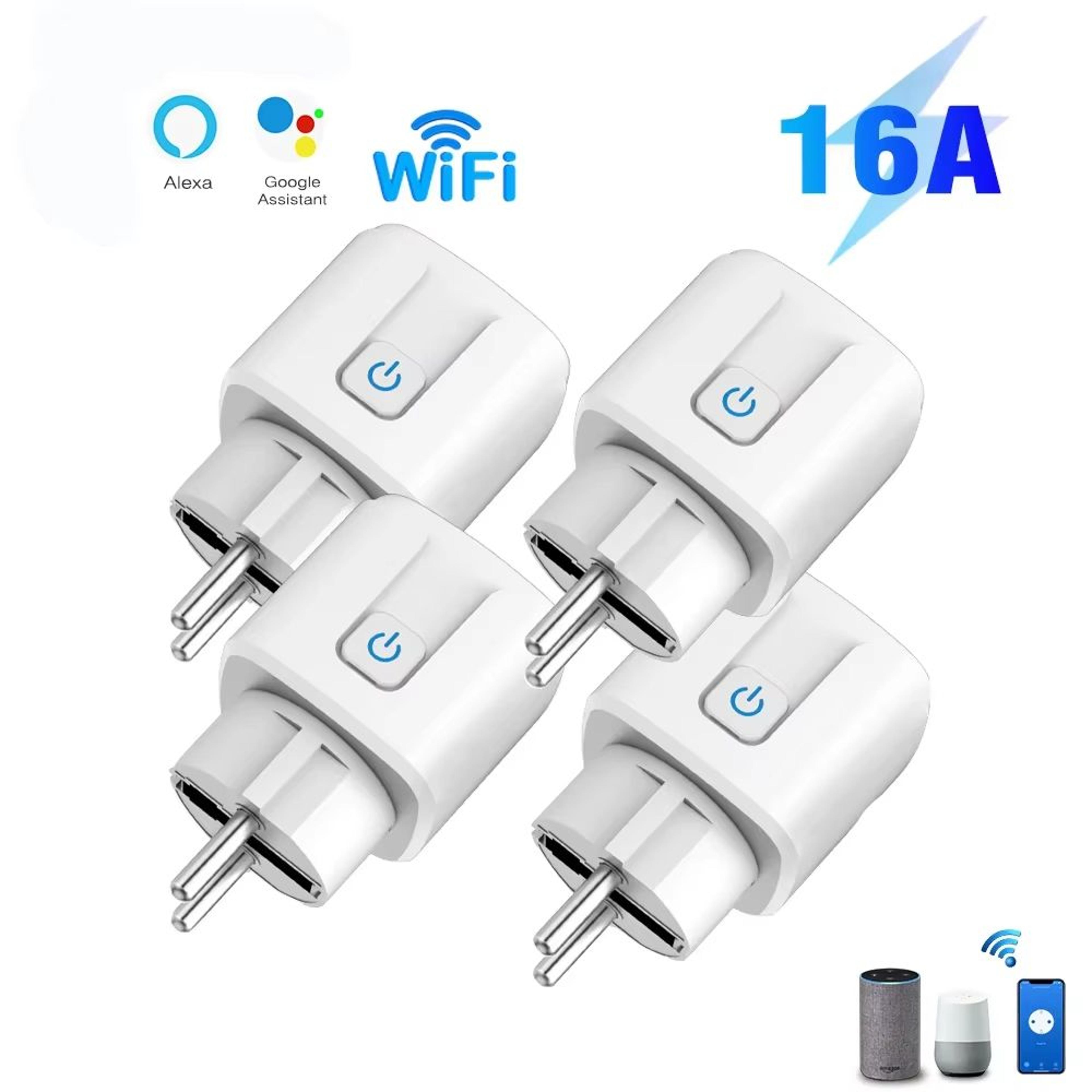 tuya wifi smart plug eu 16 a/20 a with power monitoring, timer and app control