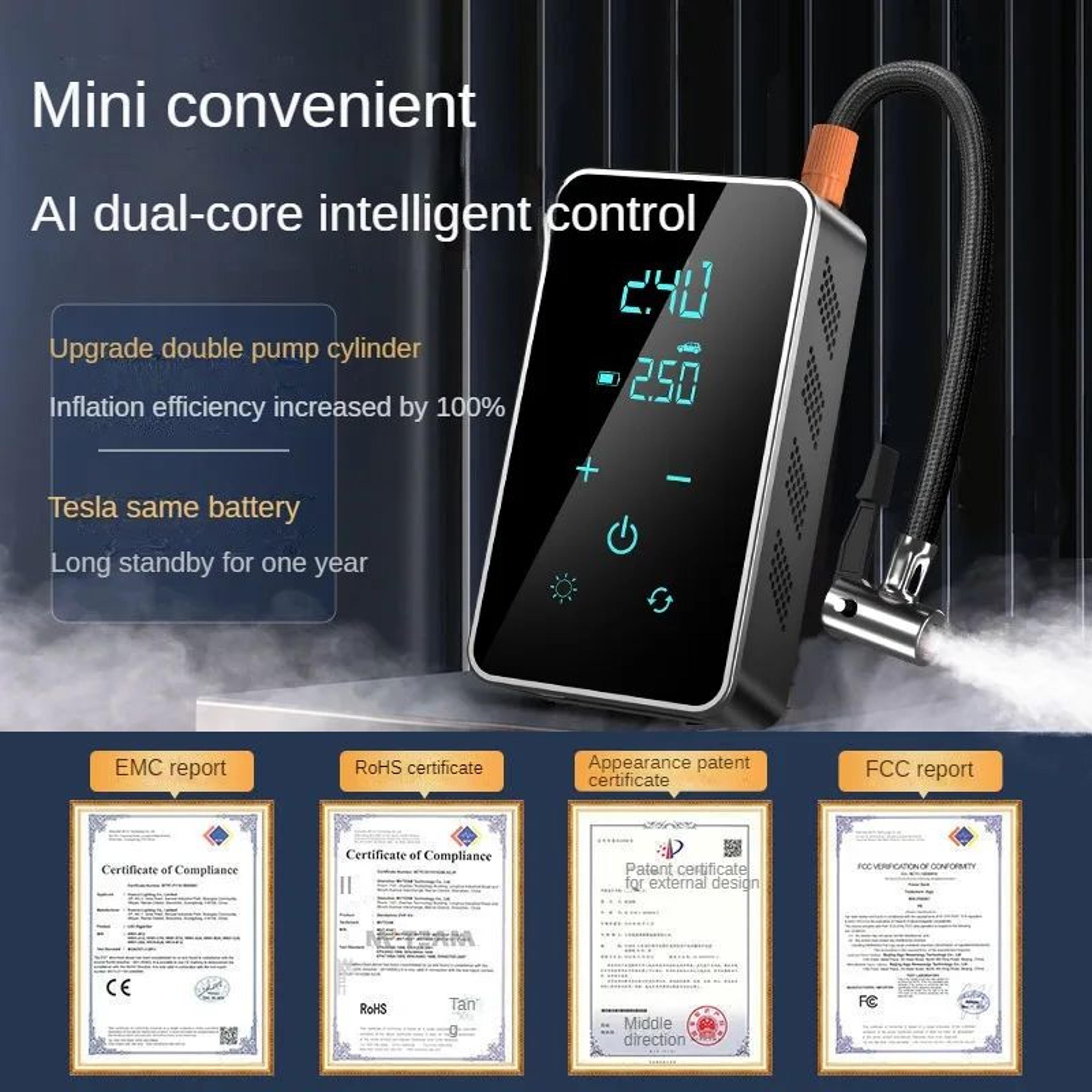 Wireless Portable 150 PSI Electric Tire Inflator Pump With Touch Screen 2