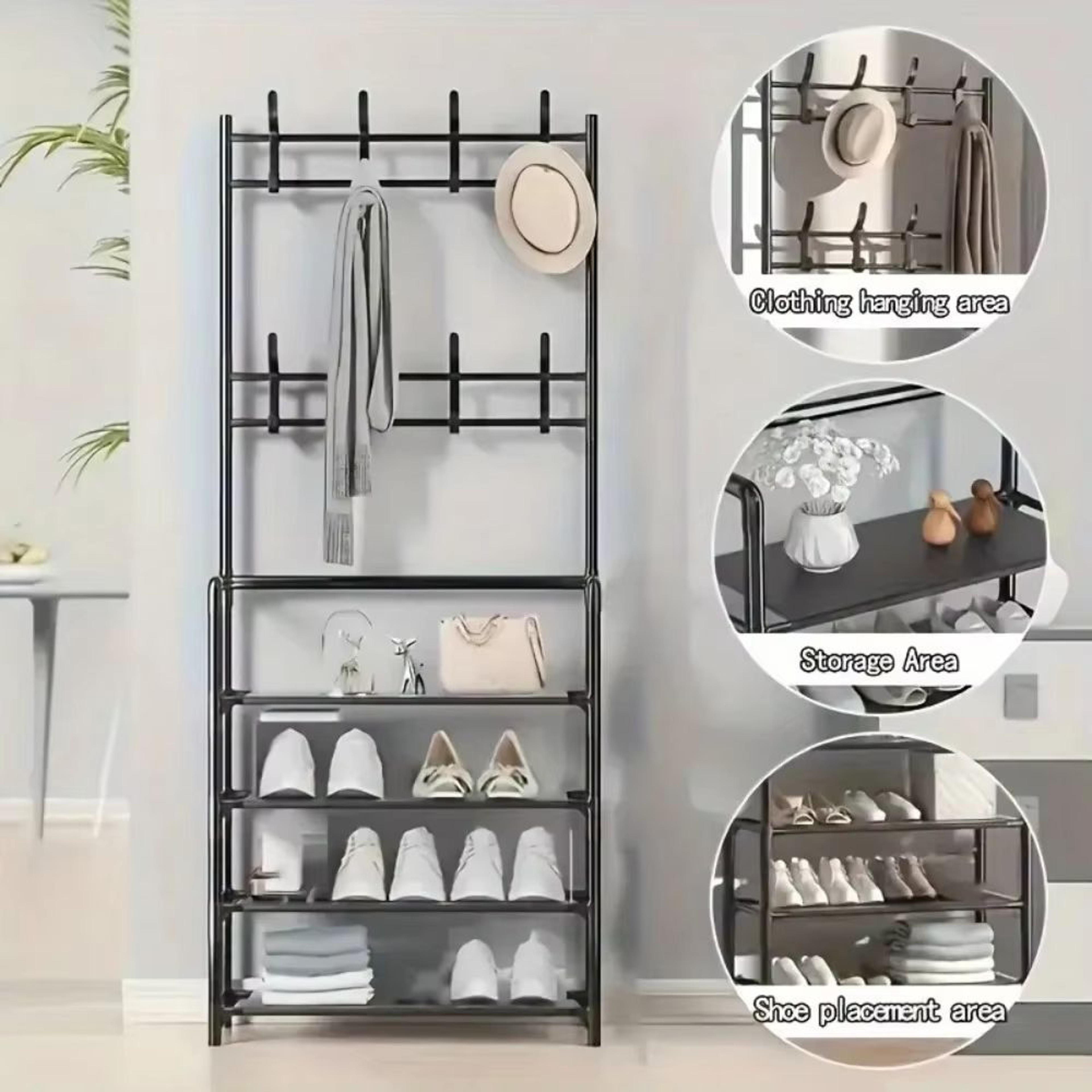 MultiLayer Clothes And Shoe Organizer Rack FloorStanding Hat  Shoe Storage Shelf 2