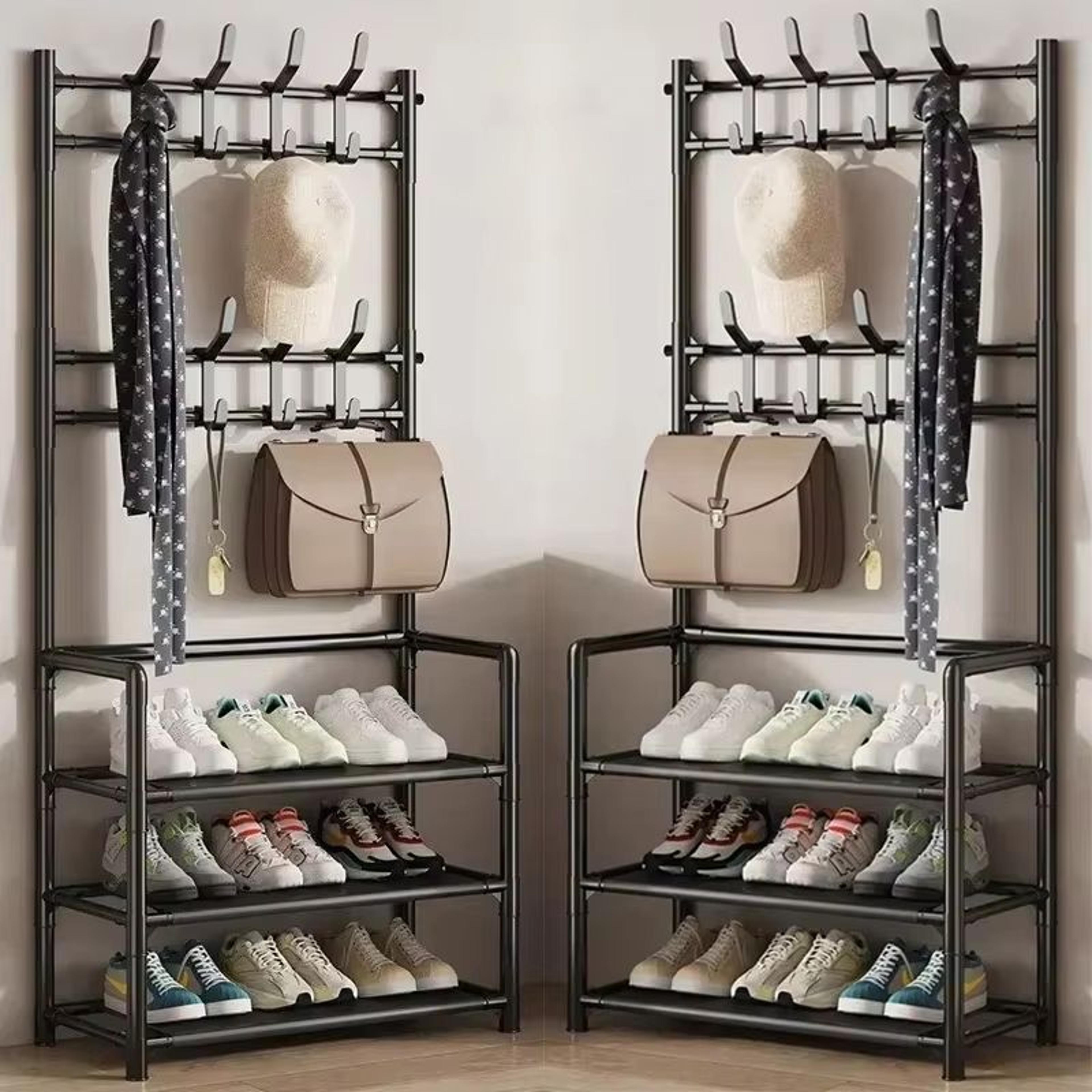 MultiLayer Clothes And Shoe Organizer Rack FloorStanding Hat  Shoe Storage Shelf 11