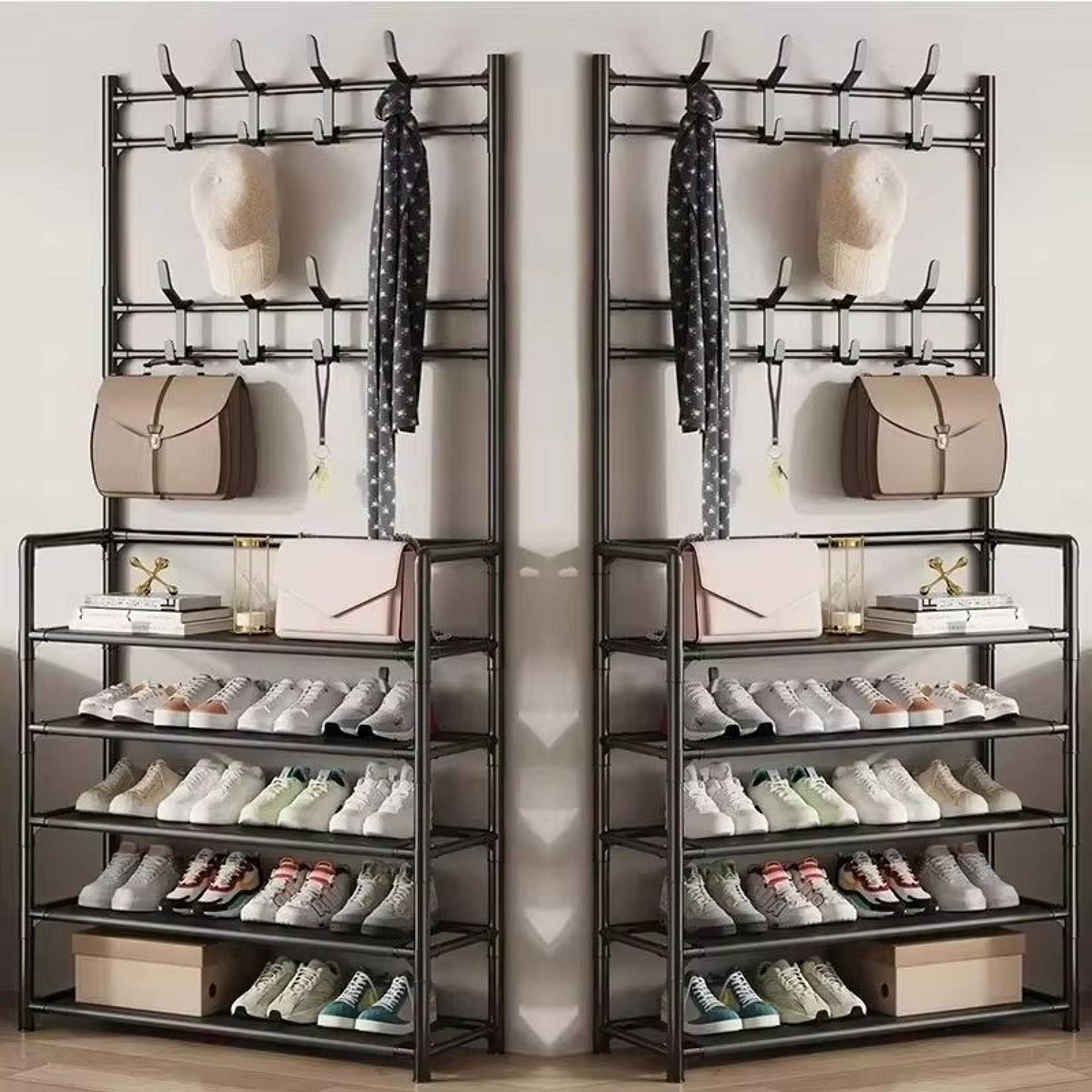 MultiLayer Clothes And Shoe Organizer Rack FloorStanding Hat  Shoe Storage Shelf 16