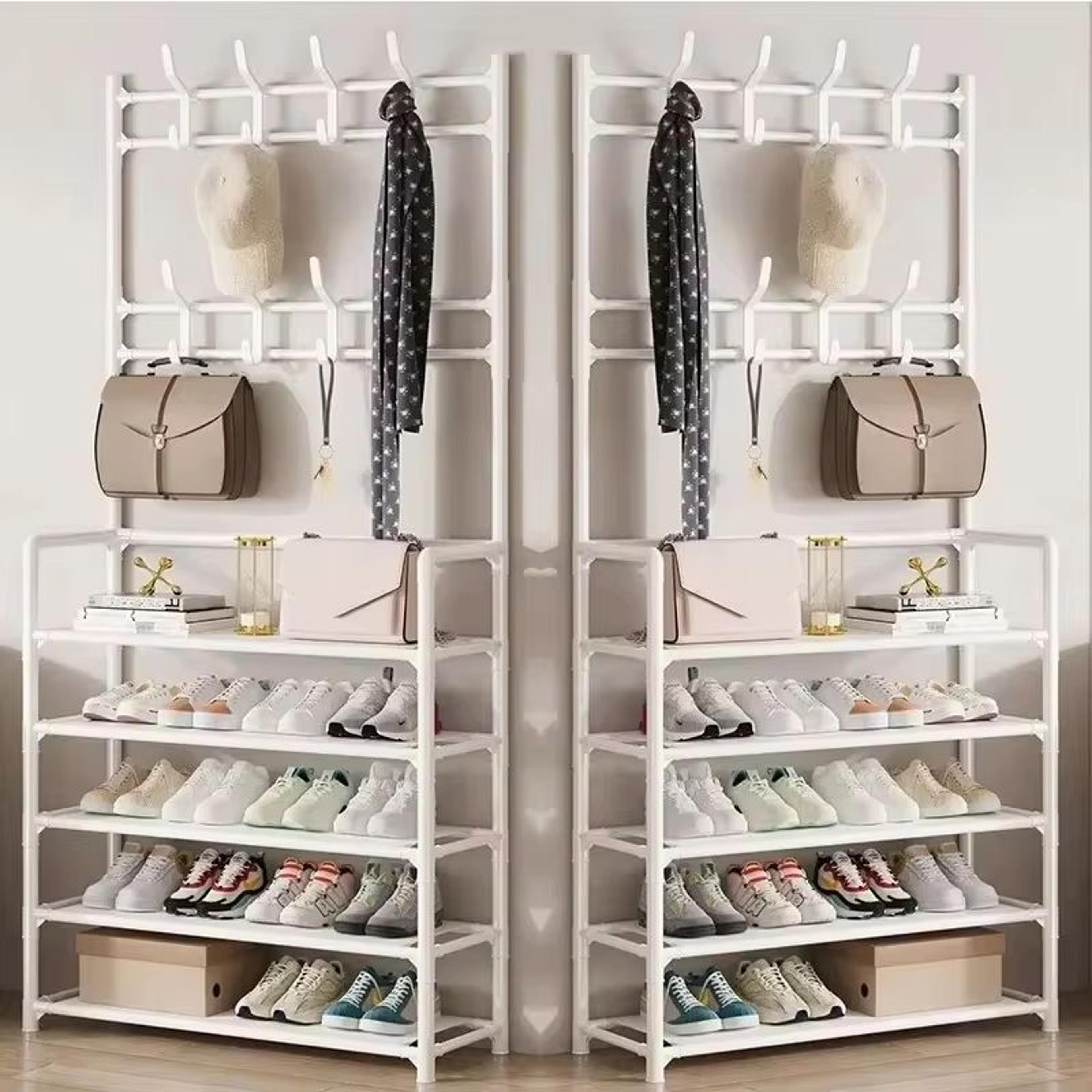 MultiLayer Clothes And Shoe Organizer Rack FloorStanding Hat  Shoe Storage Shelf 18