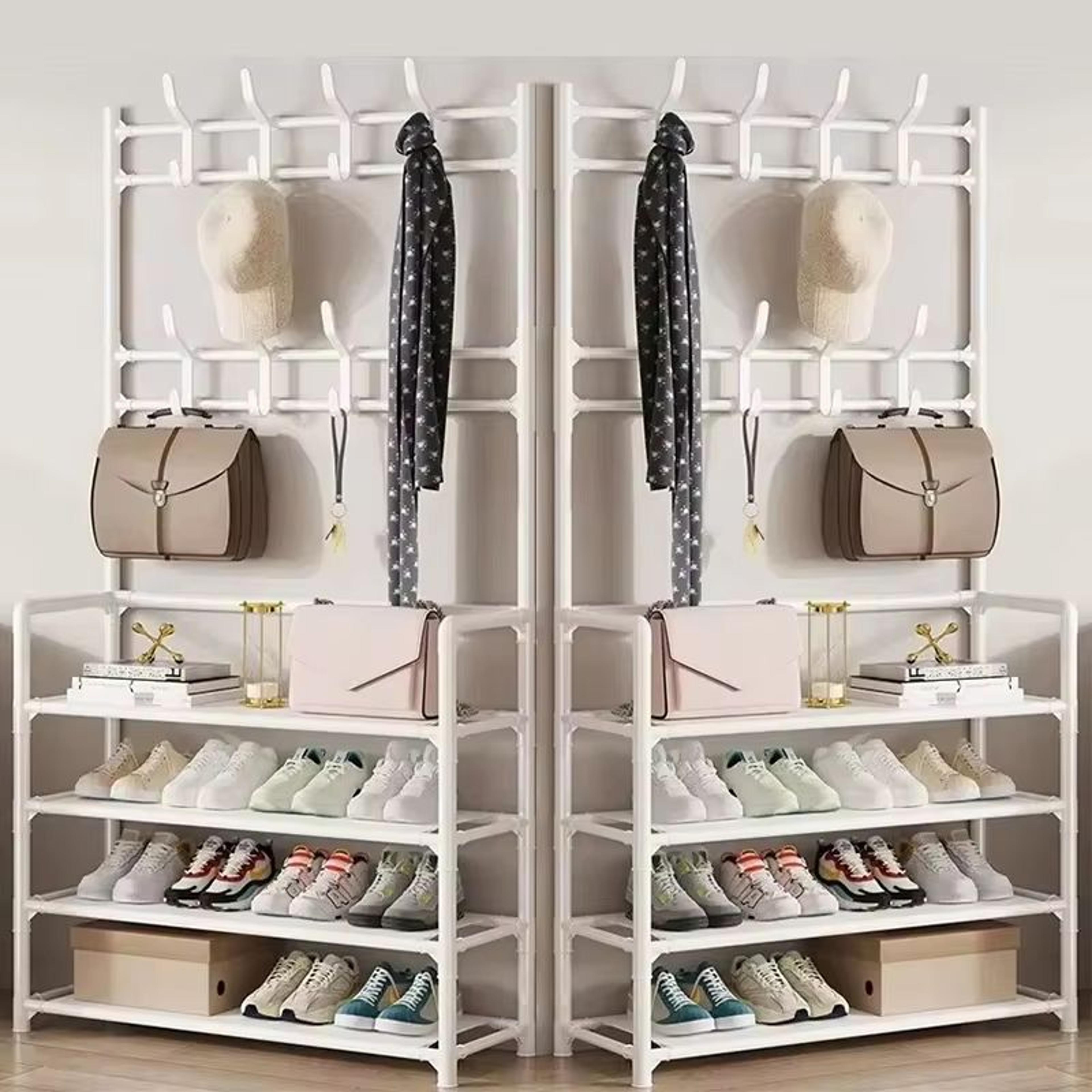 MultiLayer Clothes And Shoe Organizer Rack FloorStanding Hat  Shoe Storage Shelf 19