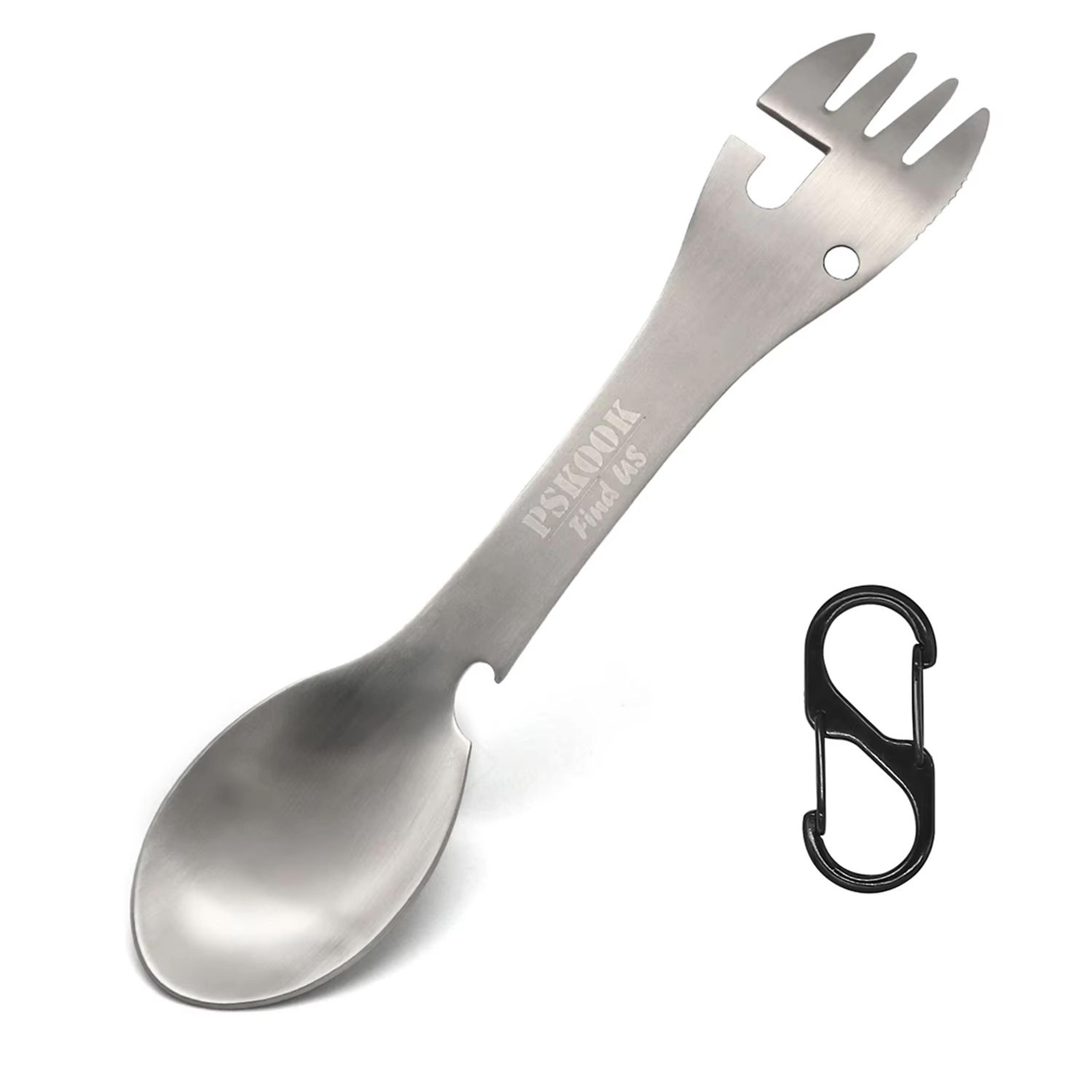 PSKOOK 5in1 Tactical Spork Stainless Steel Camping Utensil With Bottle And Can Opener 6