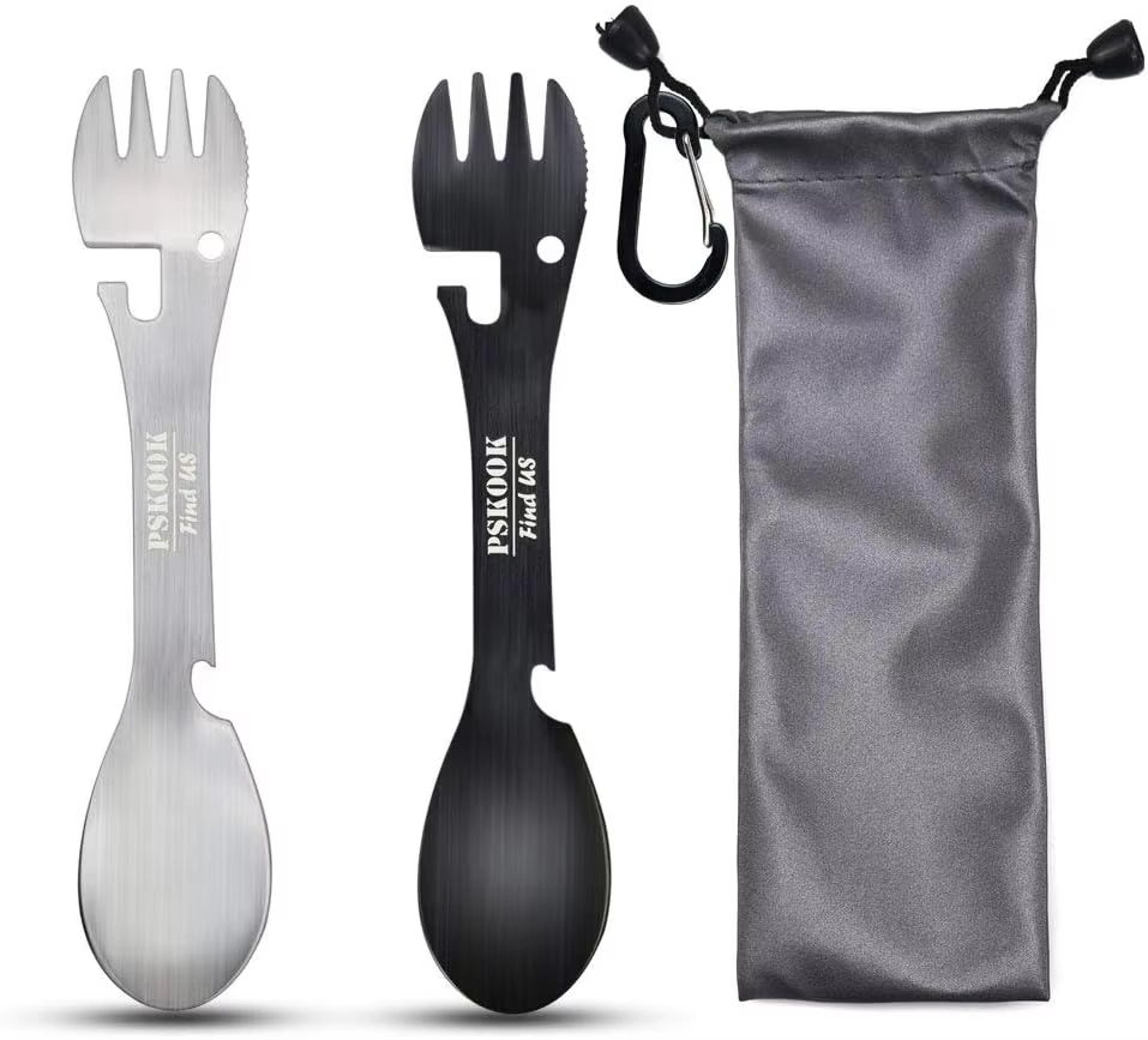 PSKOOK 5in1 Tactical Spork Stainless Steel Camping Utensil With Bottle And Can Opener 7