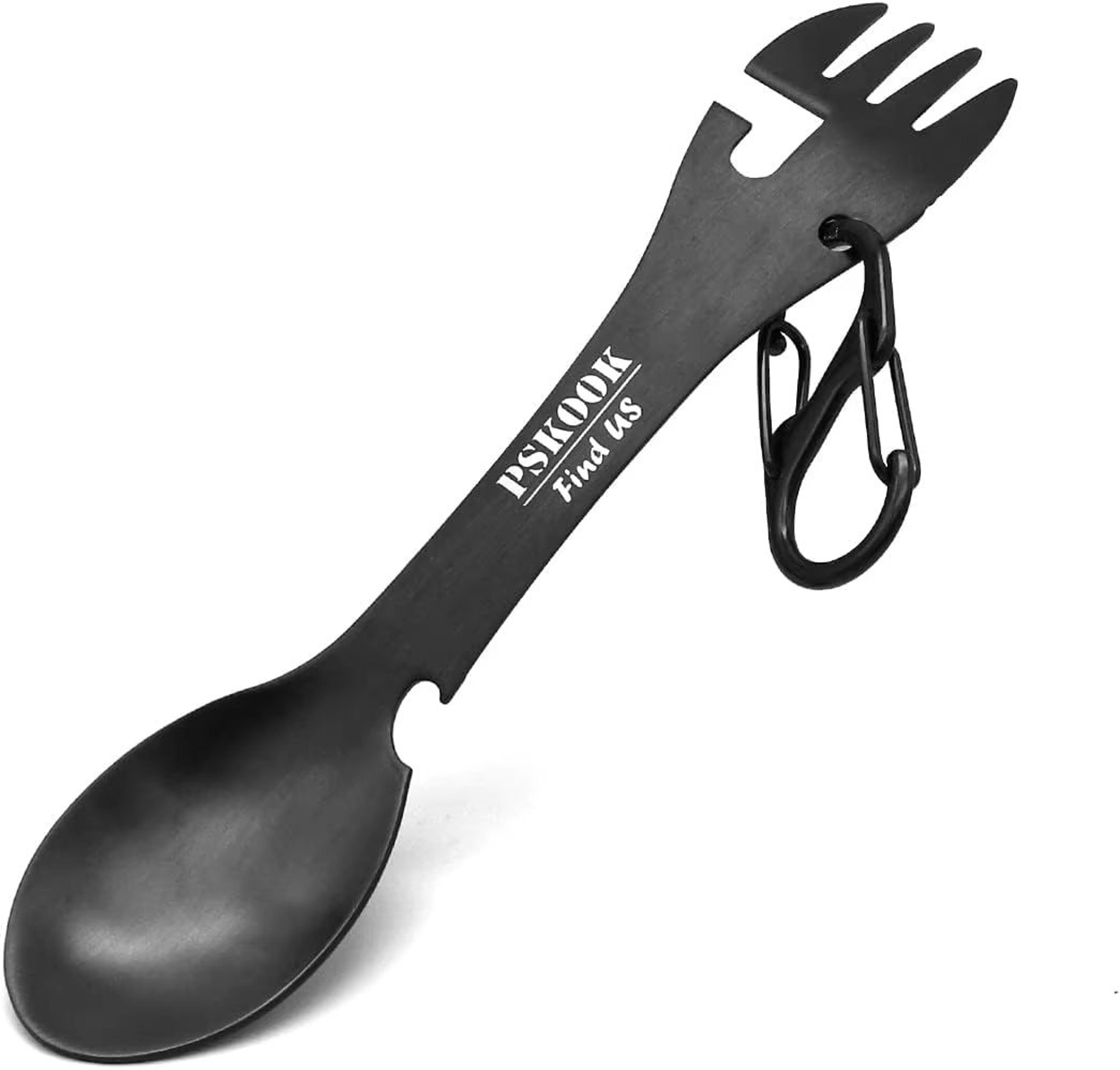 PSKOOK 5in1 Tactical Spork Stainless Steel Camping Utensil With Bottle And Can Opener 8