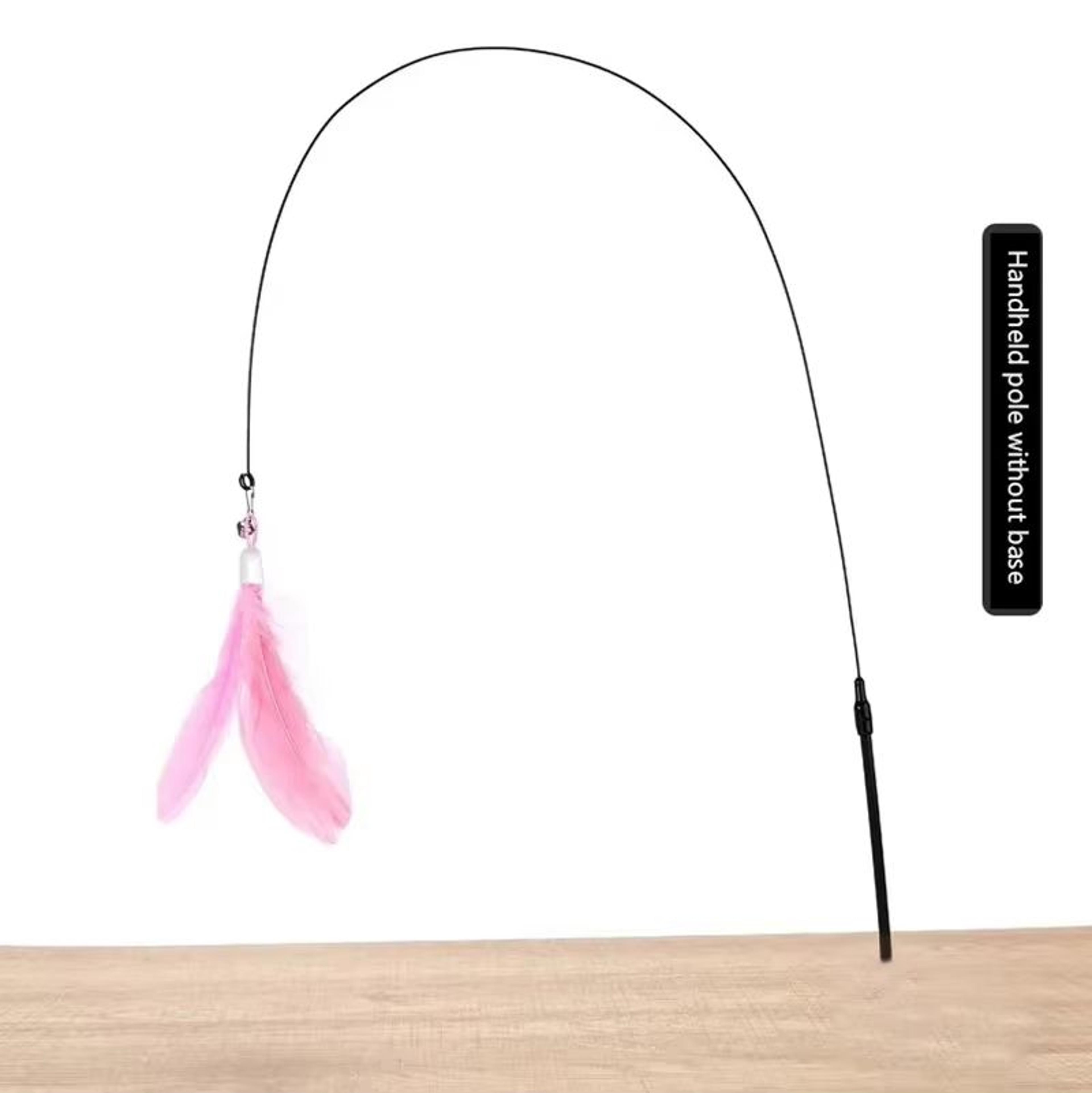 Cat Teaser Toy With Bell And Suction Cup Extended Rod Replaceable Feather Head 9