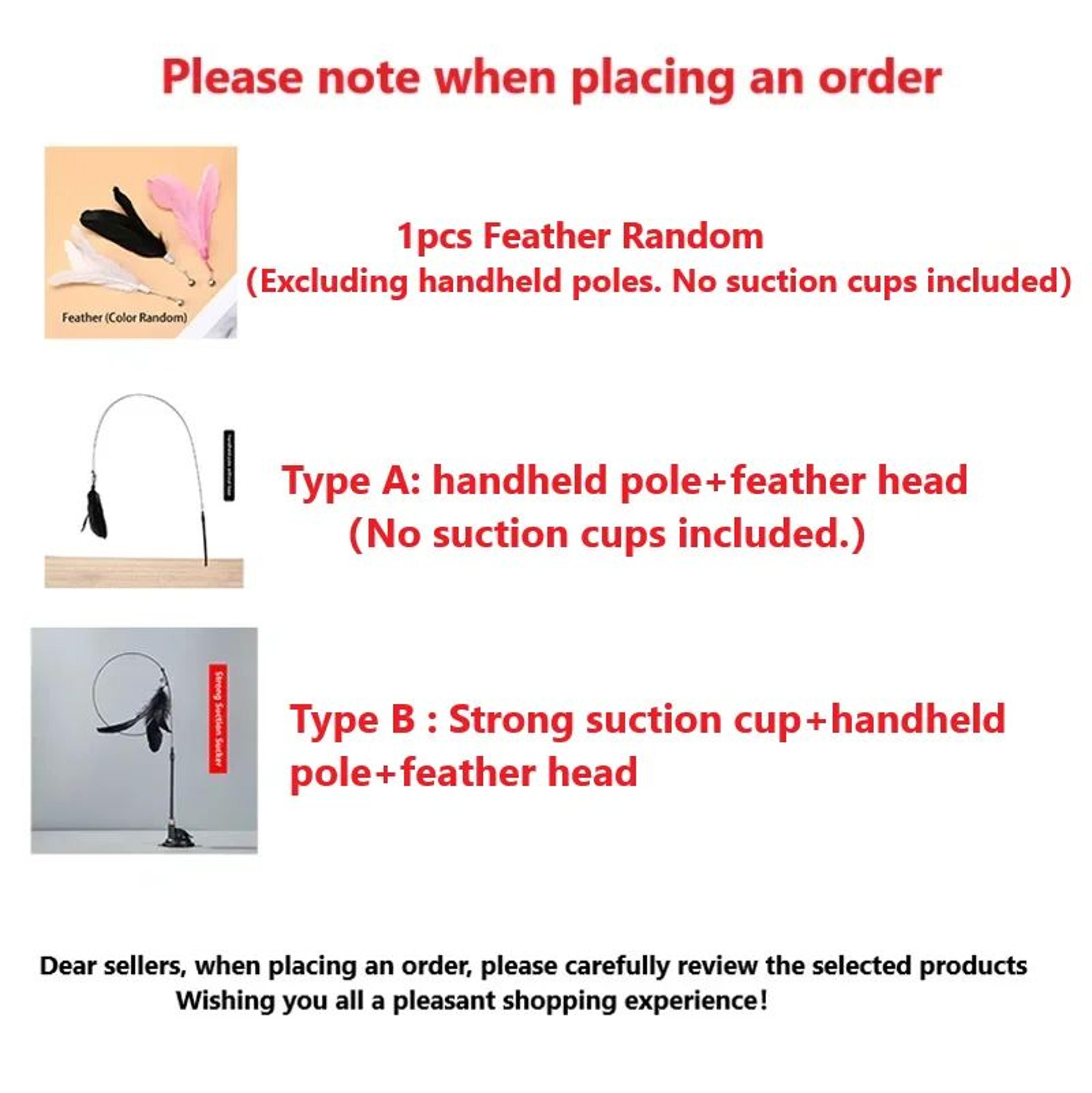 Cat Teaser Toy With Bell And Suction Cup Extended Rod Replaceable Feather Head 5